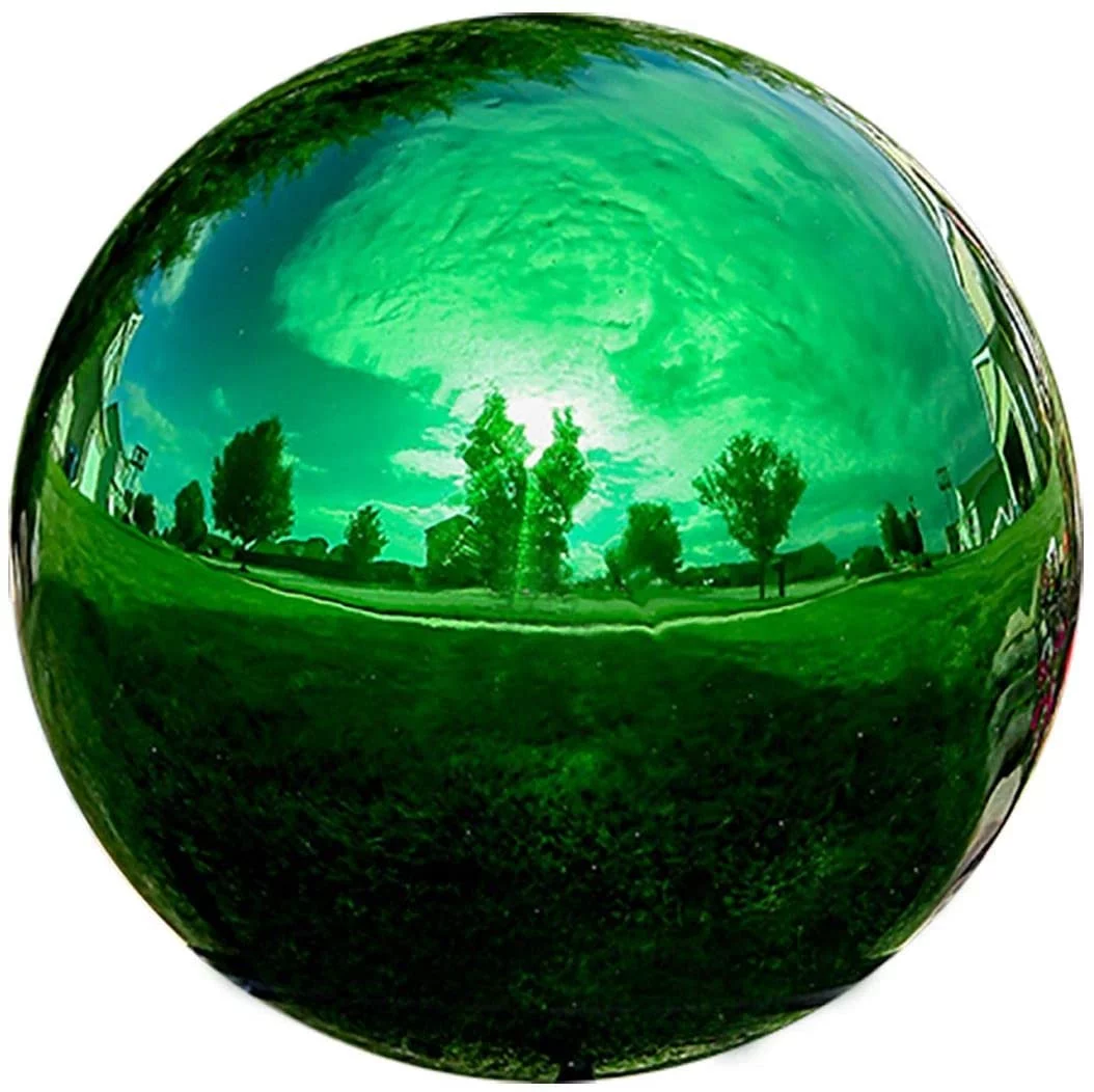 Lily's Home Stainless Steel Gazing Globe Mirror Ball, Colorful and Shiny Addition to Any Garden or Home. Sparkling Green (10 Inch)