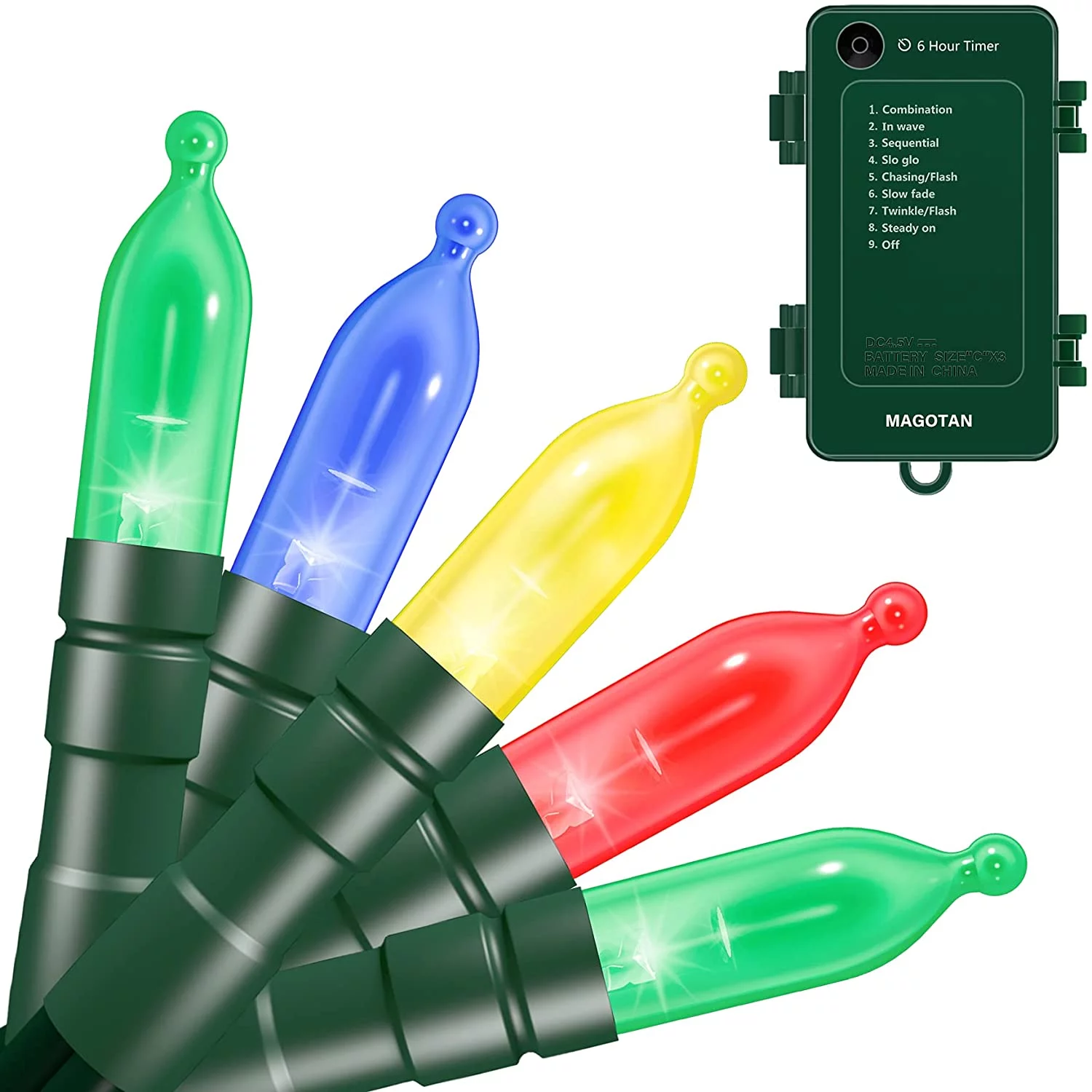 MAGOTAN 100 LED Battery Operated String Lights for Wedding Party Home Garden Patio Wreath, Multi-color