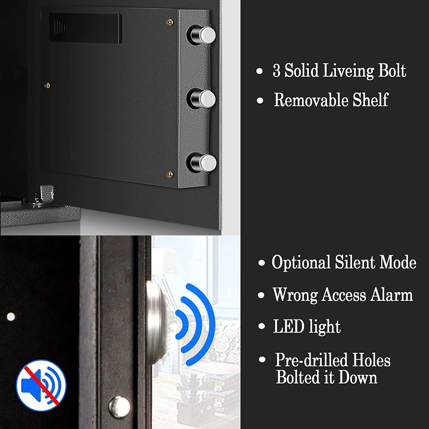 Security Biometric Safe Box, Steel Lock Box hand Gun Safe with Fingerprint Keypad Access - Perfect for Home/Office/Hotel, Secure Pistols, Documents, Jewelry, Valuables - 13.75 x 13 x 15 Inches