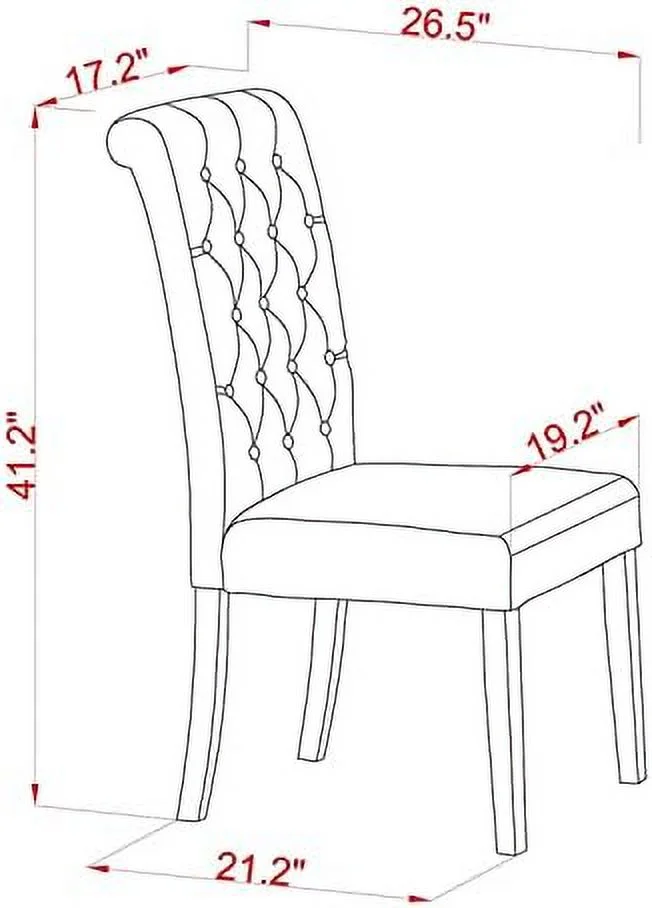 BRP1T17 Parson Dining Room Button Tufted Nailhead Trim Light Sable Linen Fabric Padded Chairs, Set Of 2, Black