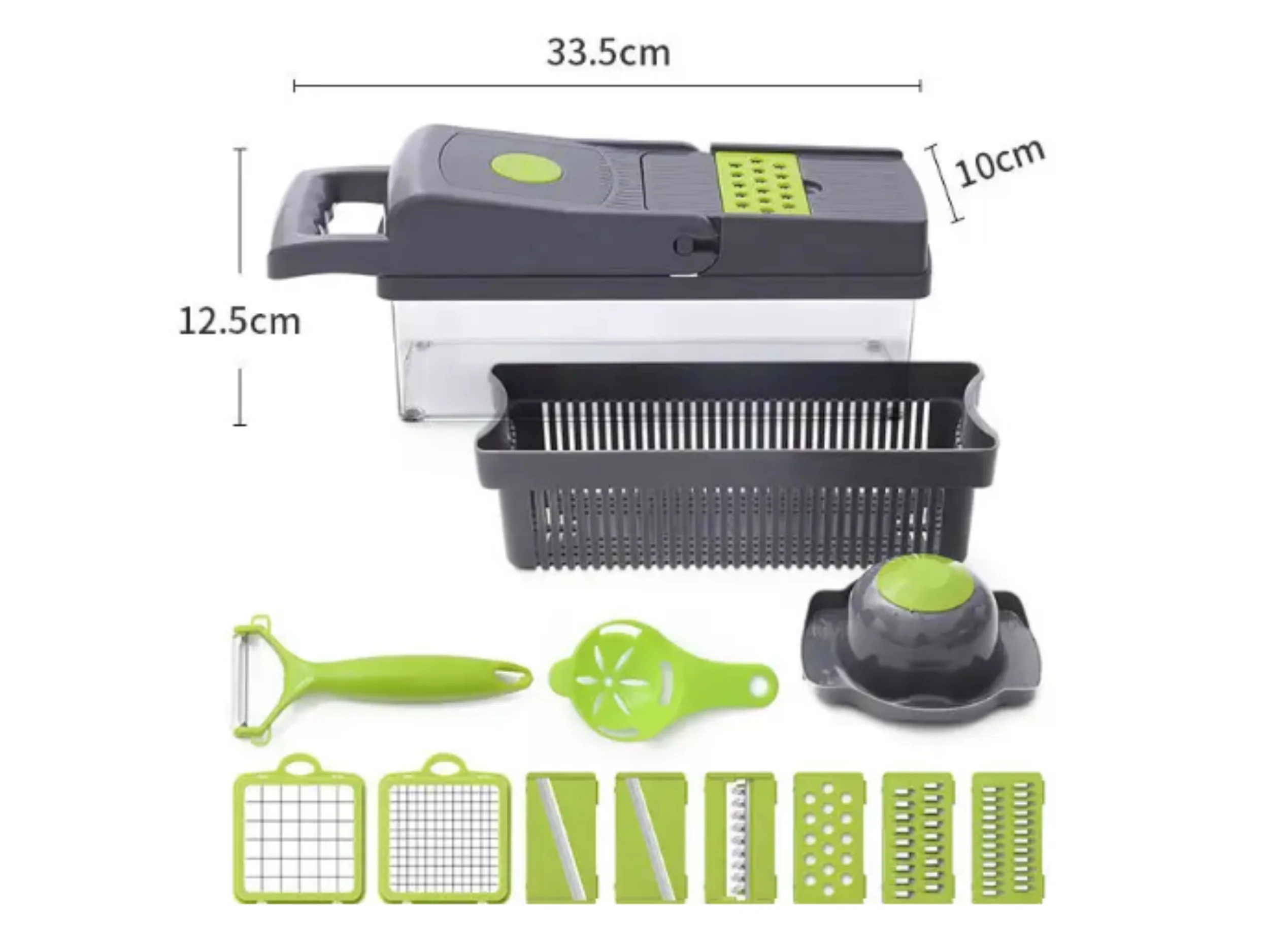 Vegetable Chopper, Kitchen Vegetable Slicer Dicer Cutter, Multifunctional 14 in 1 Vegetable Chopper, Pro Onion Chopper, Gray, Carrot and Garlic Chopper With Container, Efficient and Durable Design