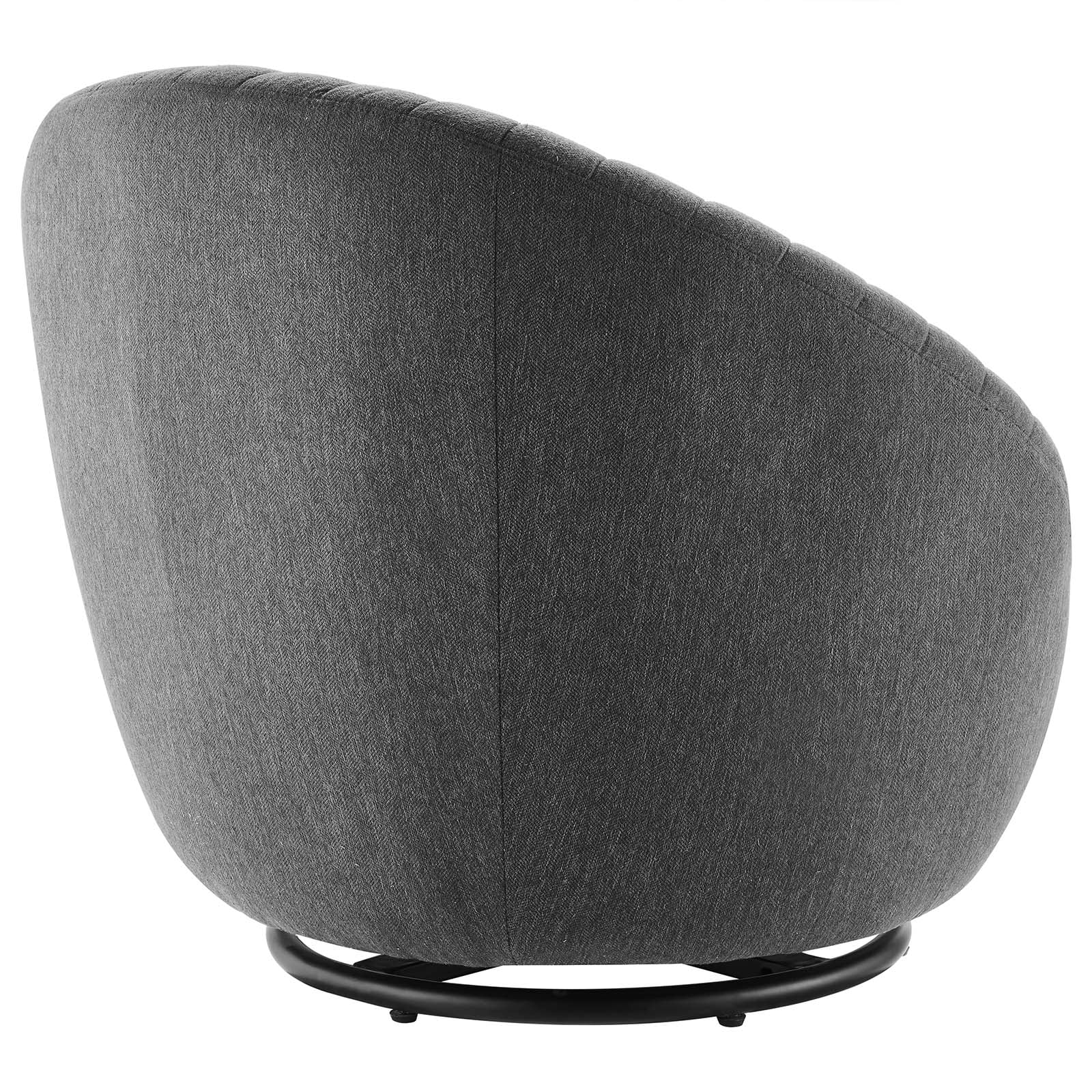 Modway Whirr Tufted Fabric Swivel Chair in Black Charcoal
