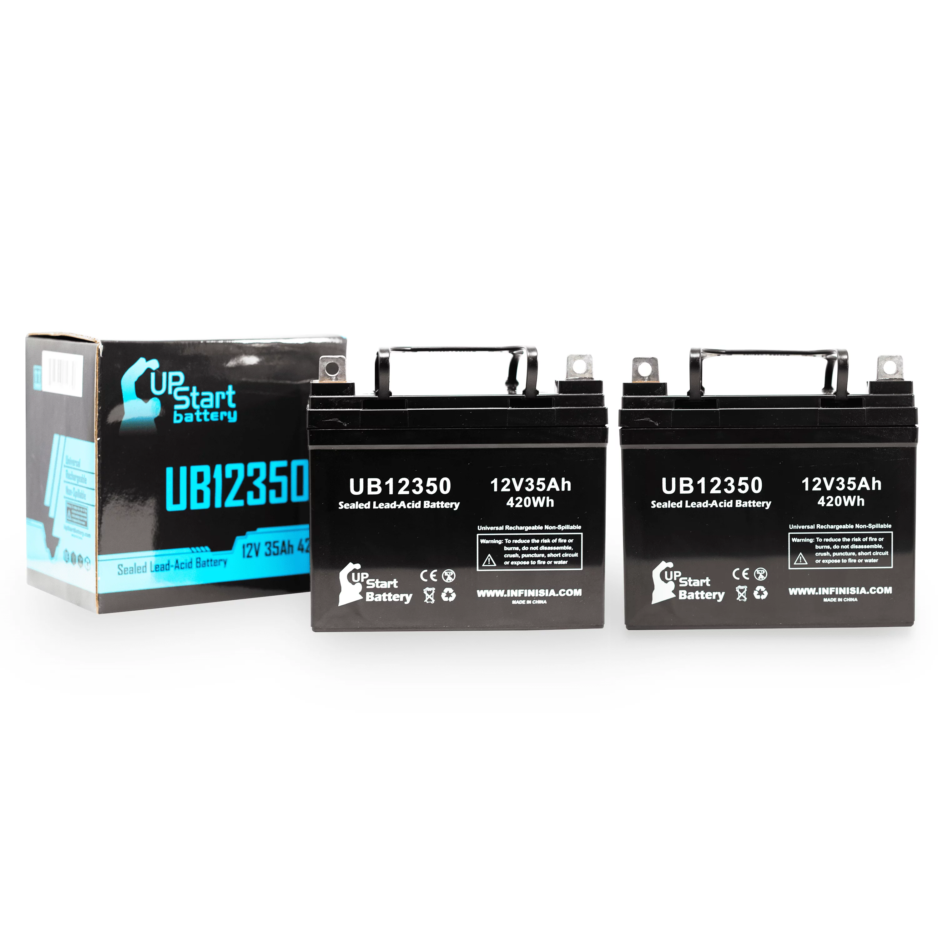 2x Pack - Compatible POWERSONIC PS-12330 Battery - Replacement UB12350 Universal Sealed Lead Acid Battery (12V, 35Ah, 35000mAh, L1 Terminal, AGM, SLA)