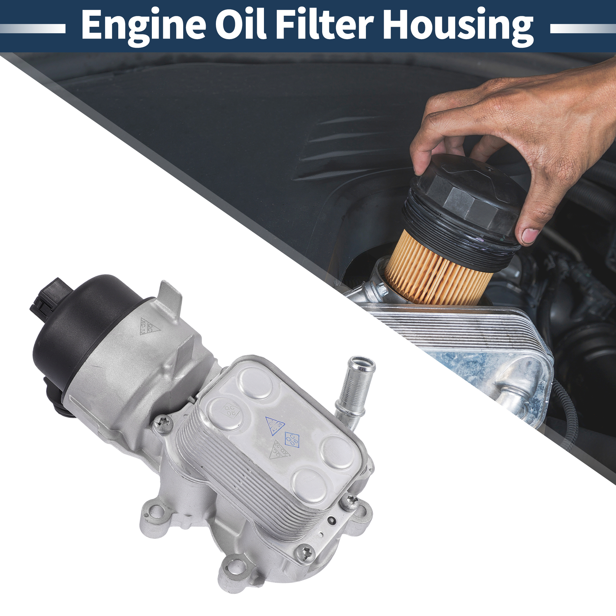 Unique Bargains Engine Oil Cooler Oil Filter Housing Adapter Assembly No.9M5Q6L625AA with O-ring Seals for Ford Kuga