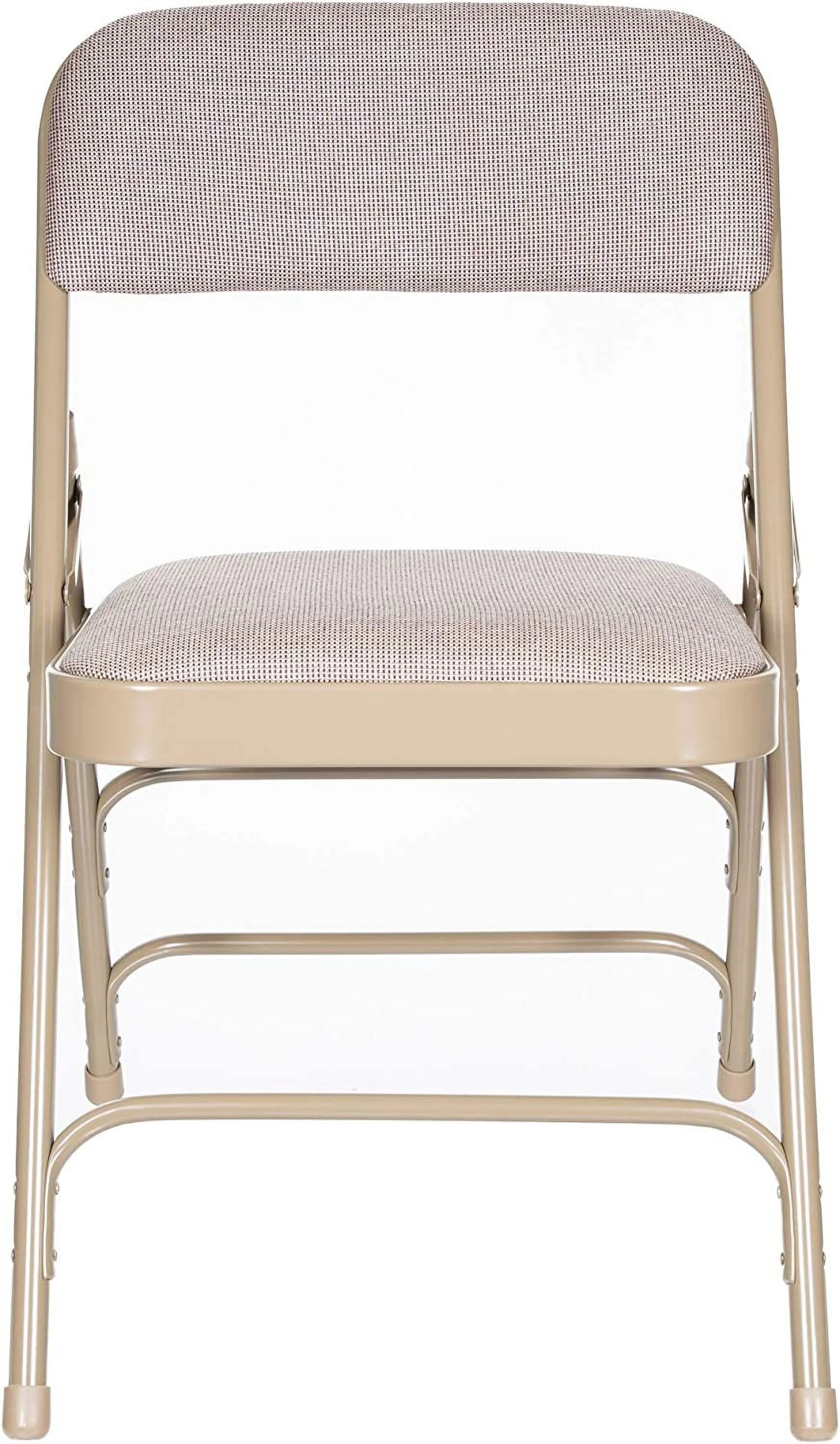 OUWI Premium Fabric Upholstered Steel Folding Chairs, 4 Pack, Beige