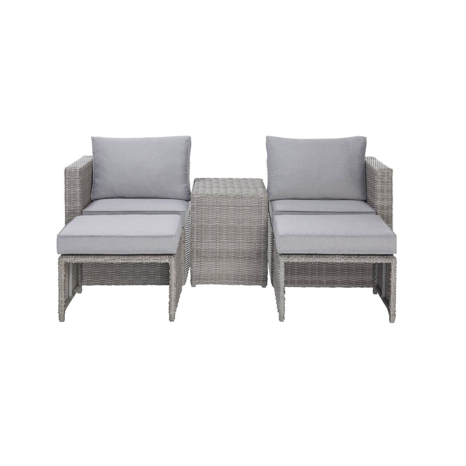 Progressive Furniture Malibu 5 Piece Wicker Patio Coversation Set