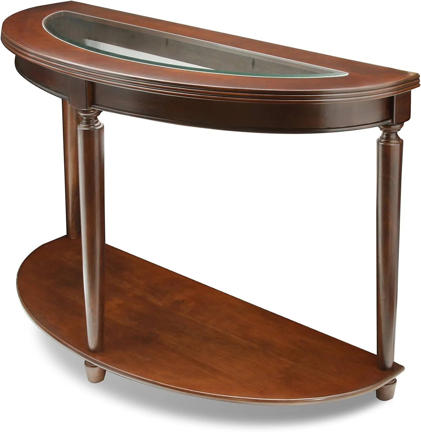 Western Beveled Glass Top Sofa Table, Dark Cherry Finish