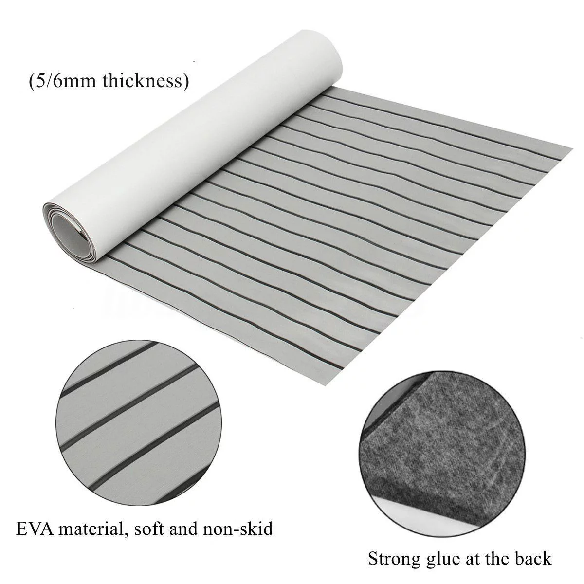 INTBUYING 1 Sheet Marine Flooring Faux Teak EVA Foam Boat Decking Sheet Light Grey & Black 94.49*35.4*0.24inch