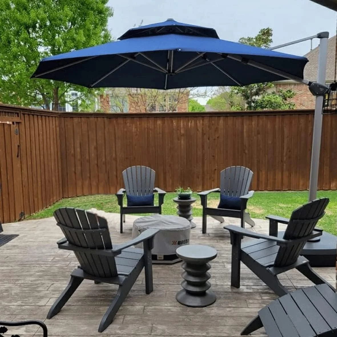 PURPLE LEAF 11 Feet Double Top Deluxe Sunbrella Round Patio Umbrella Cantilever Umbrella Offset Hanging Umbrella Outdoor Market Umbrella Garden Umbrella, Spectrum Indigo