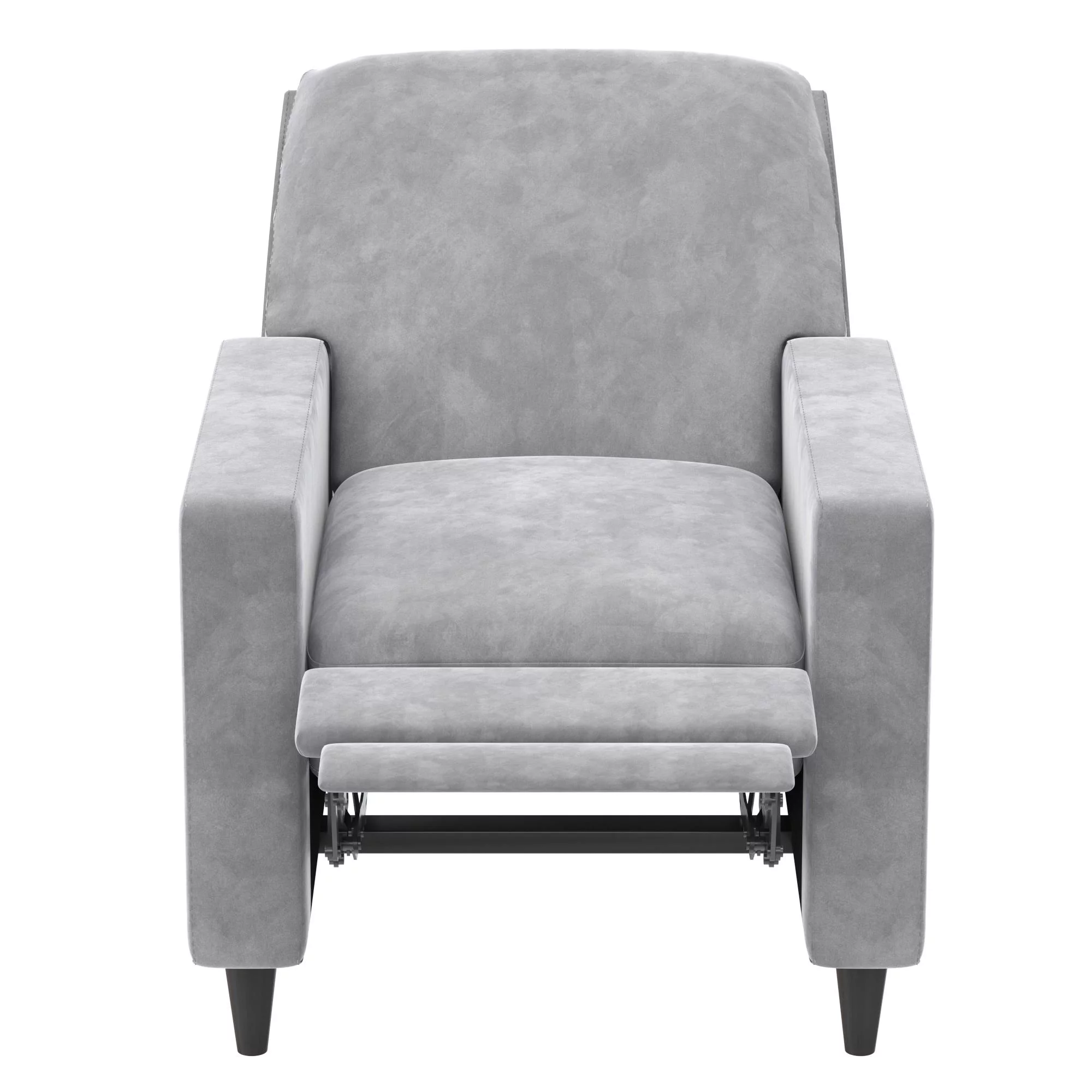 Novogratz Lana Pushback Recliner, Light Gray Velvet