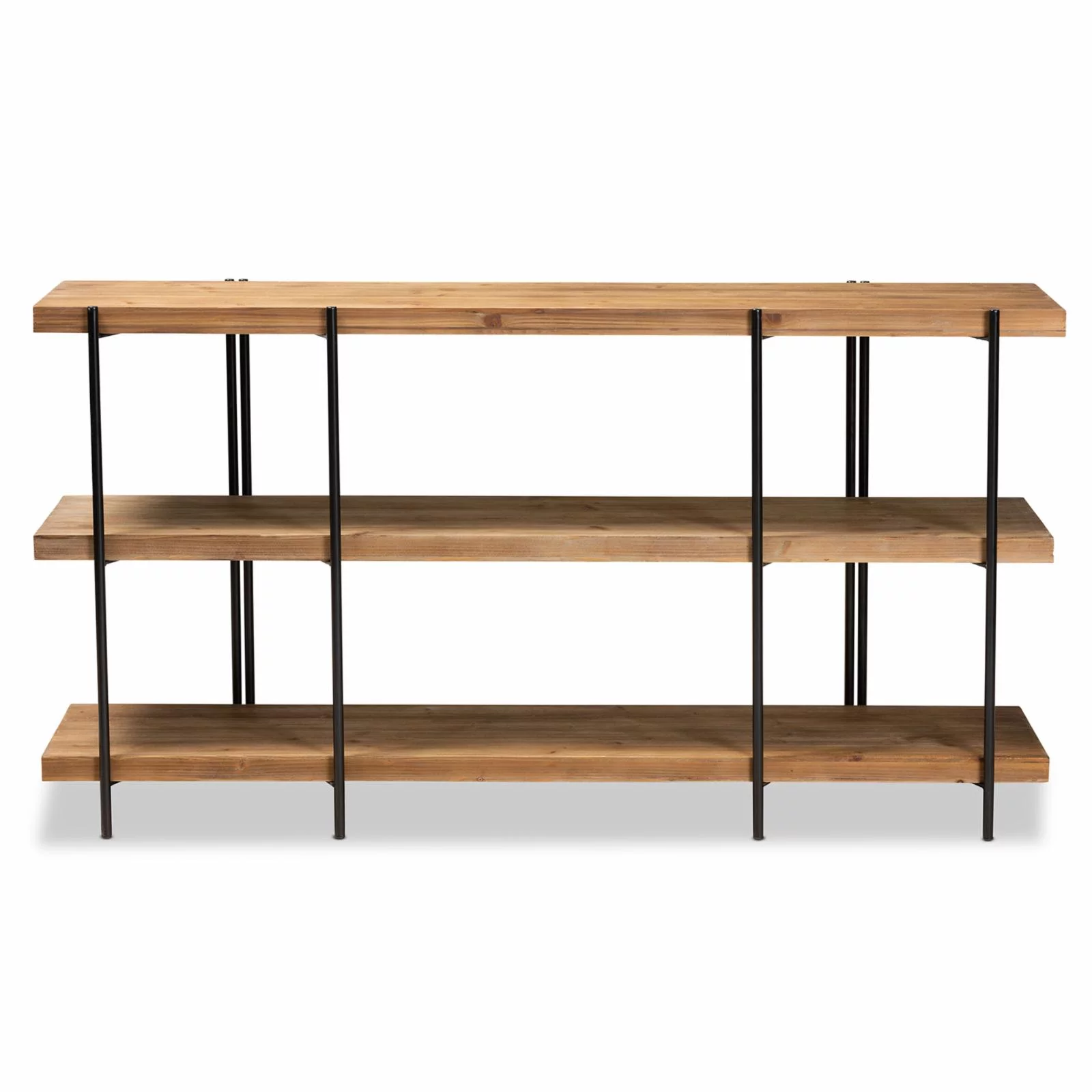 Tarah Modern Rustic and Industrial Natural Brown Finished Wood and Metal Console Table