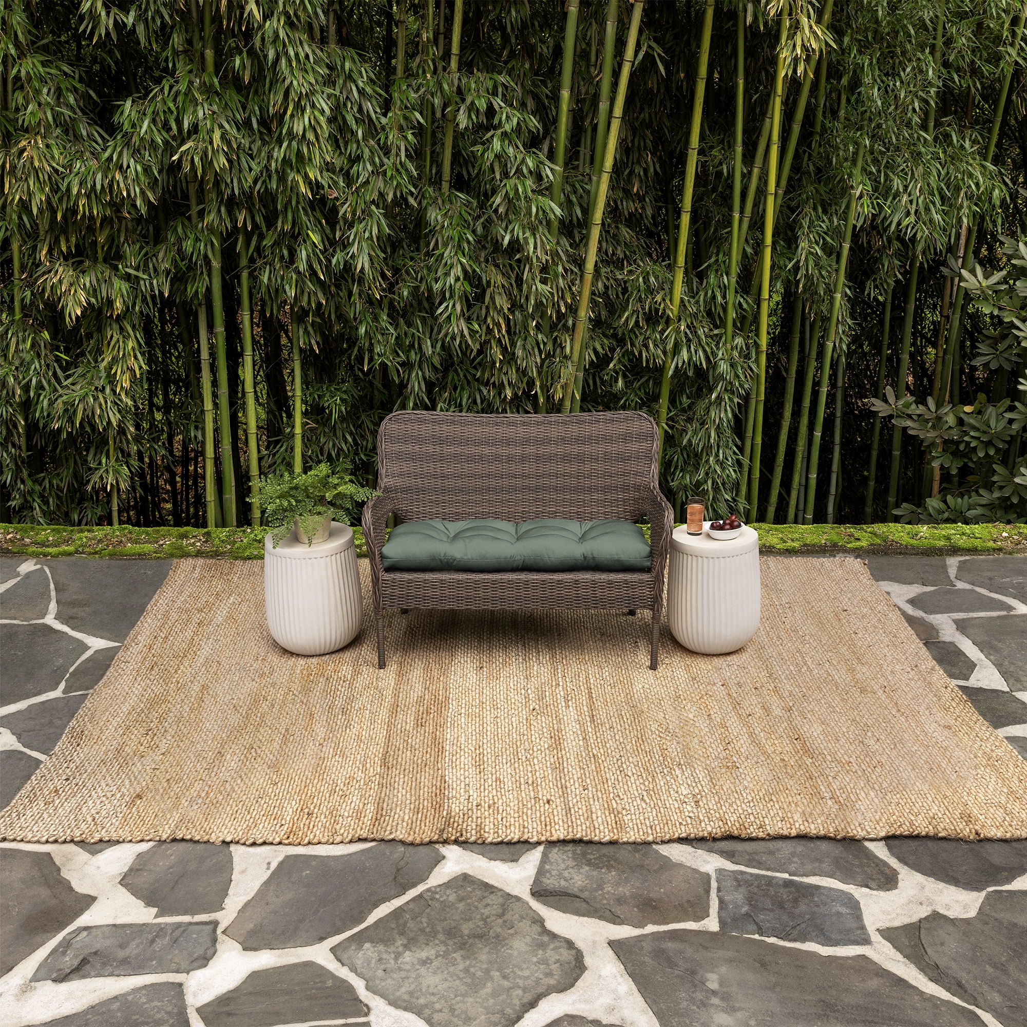 Arden Selections earthFIBER Outdoor Wicker Settee Cushion, 41.5 x 18, Water Repellent, Fade Resistant 41.5 x 18, Sage Green Texture