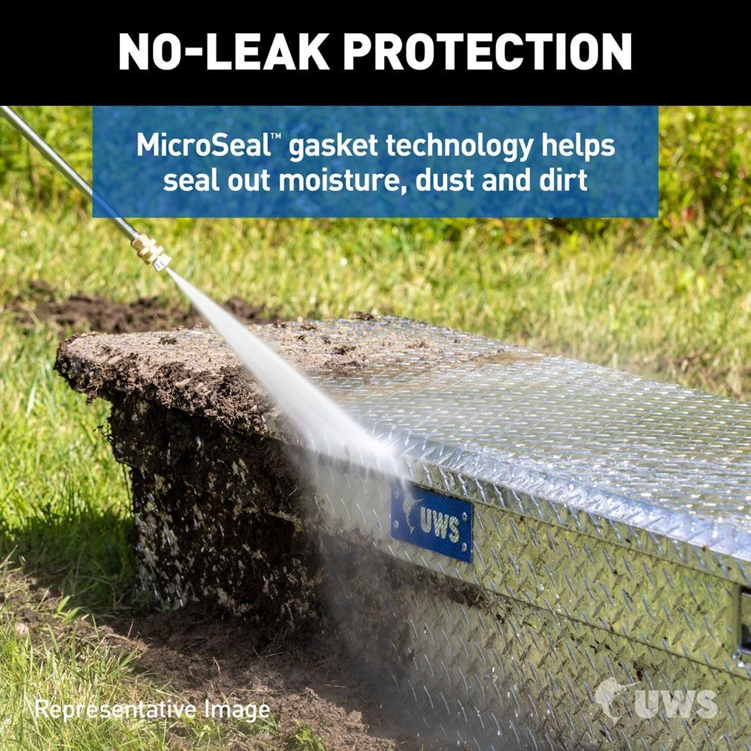 UWS C30142-MK2 72 In Aluminum Truck Bed Side Tool Box, Gloss Black