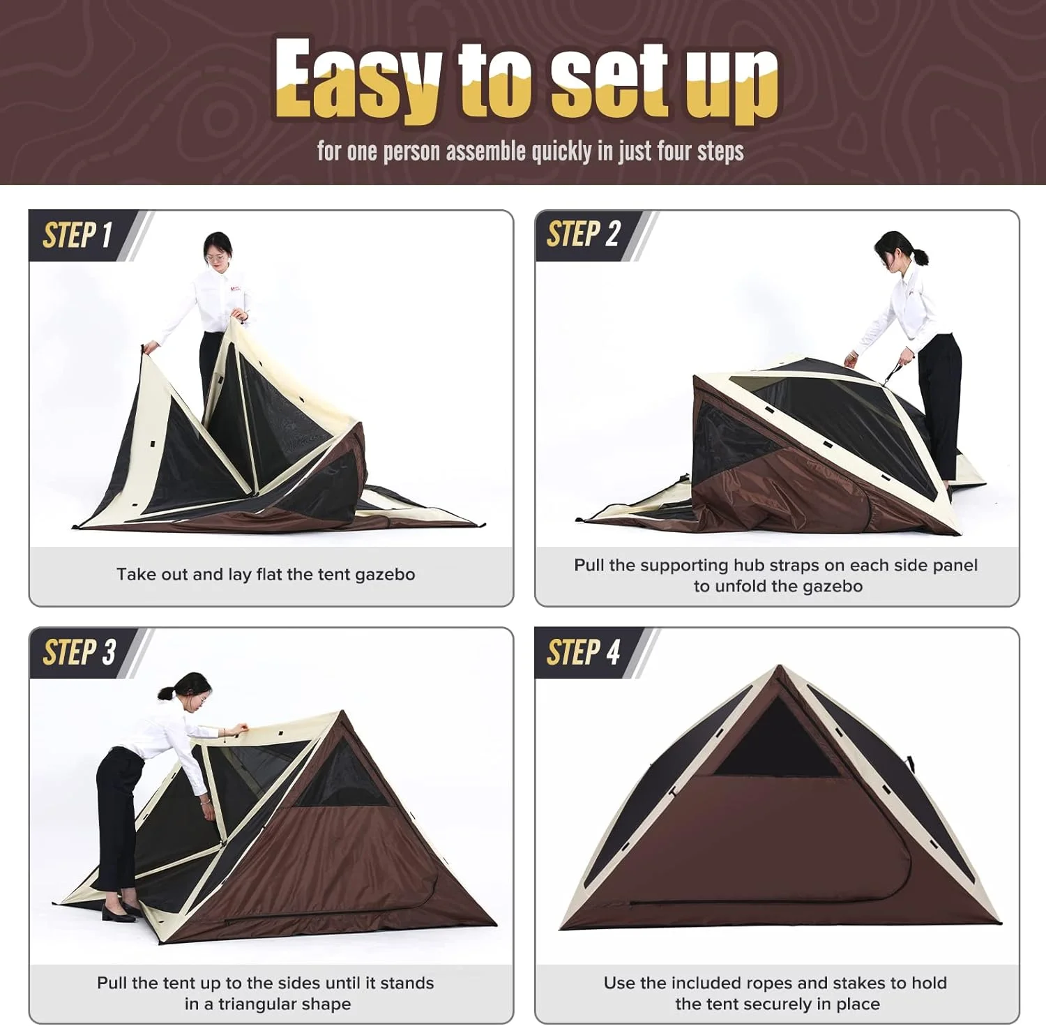 YANPO 7x7 Portable Screen House Room Pop up Gazebo Outdoor Camping Tent (7x7, Beige&Coffee)