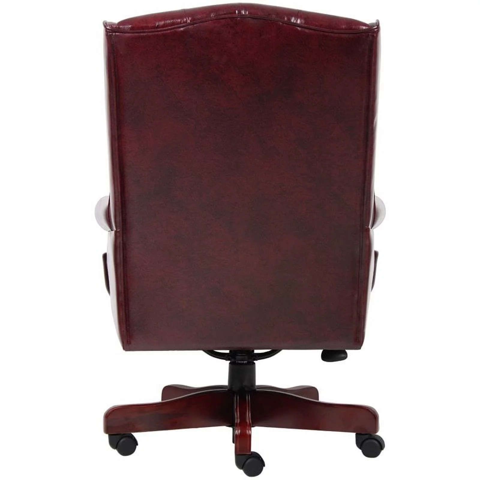 Home Square 2 Piece High Back Faux Leather Tufted Executive Chair Set in Oxblood