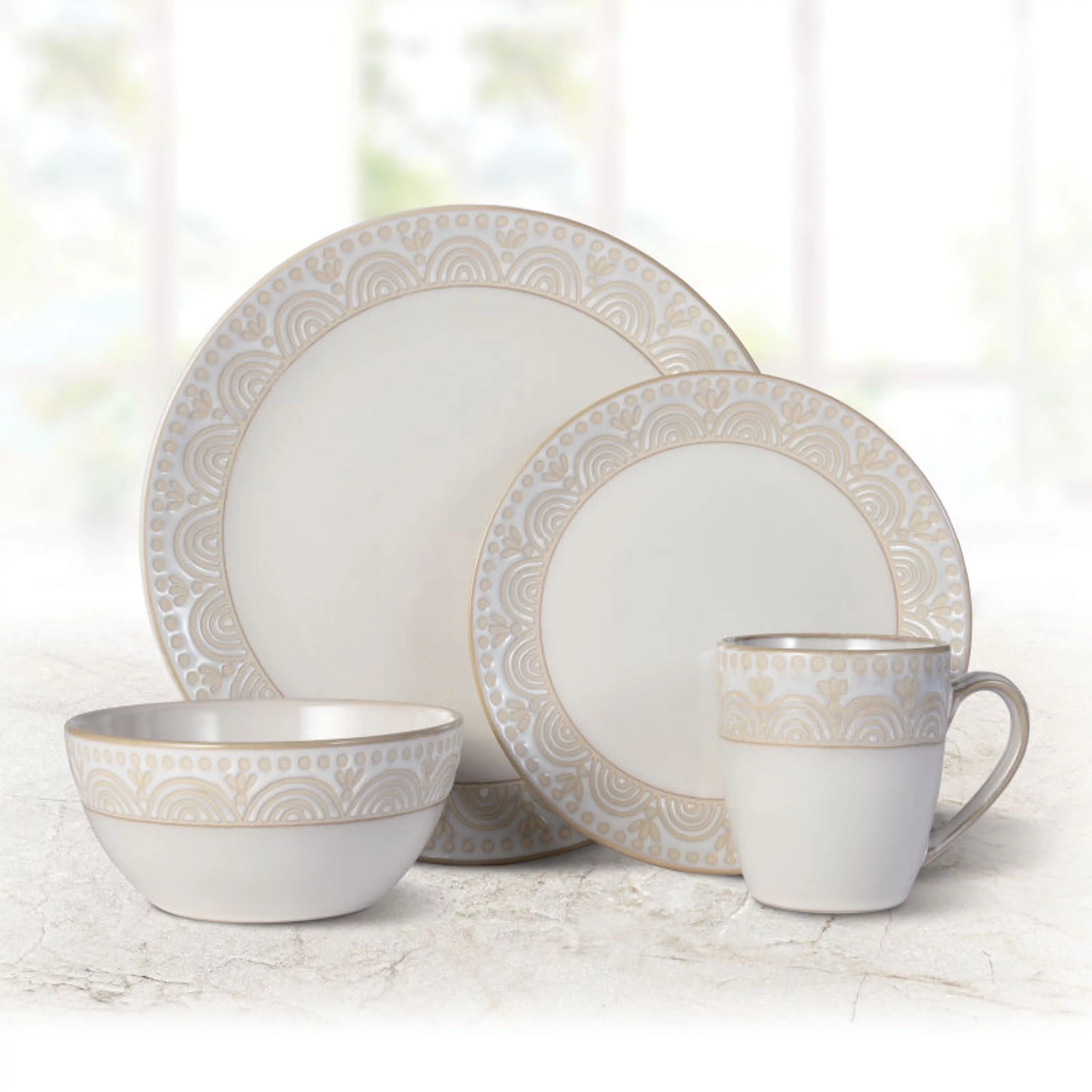 Pfaltzgraff® Amelia Cream Stoneware 16-Piece Dinnerware Set