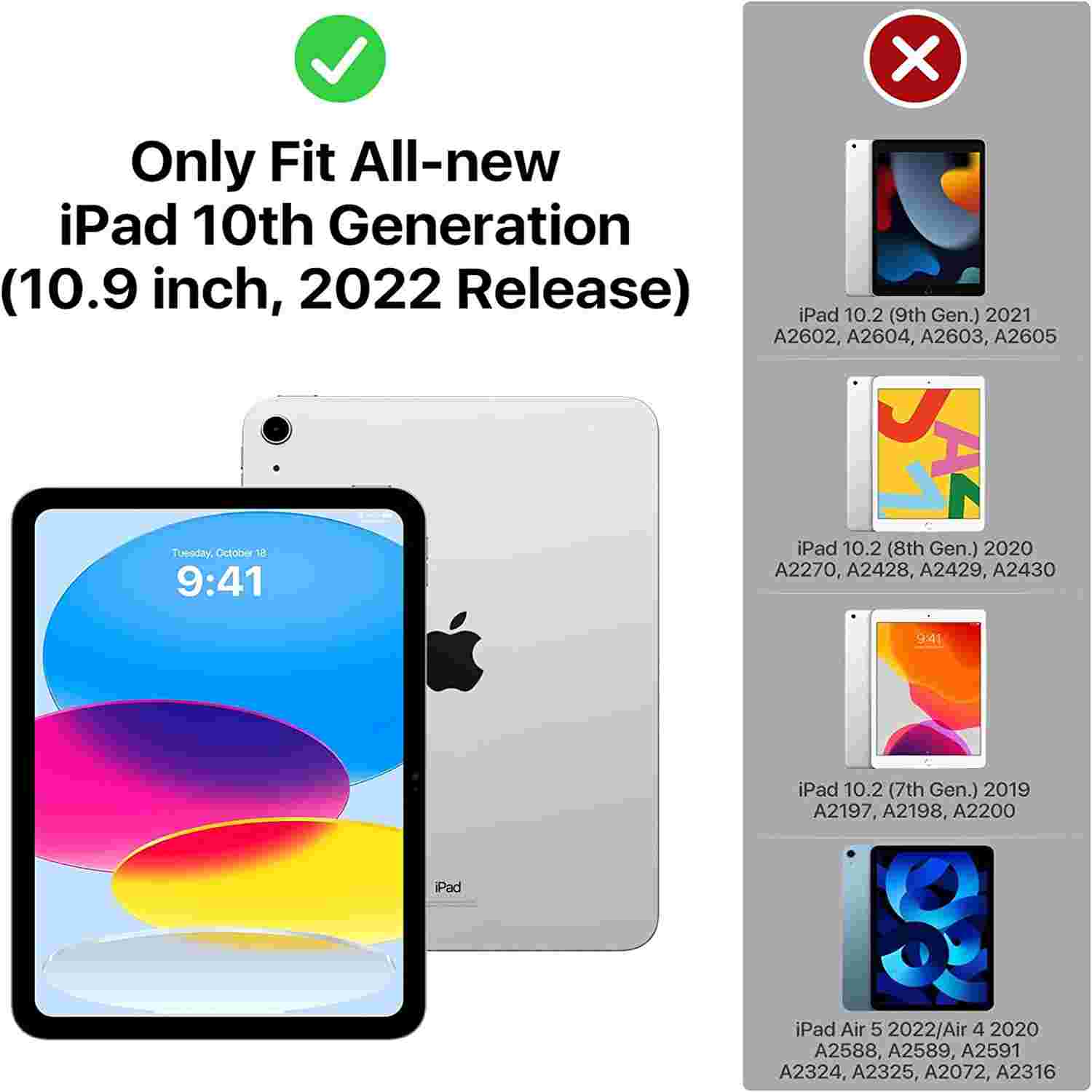 AUshell for iPad 10th Generation Case 2022, 10.9 Inch Case with Clear Transparent Back and TPU Shockproof Frame Cover for iPad 10th Generation 2022, Clear