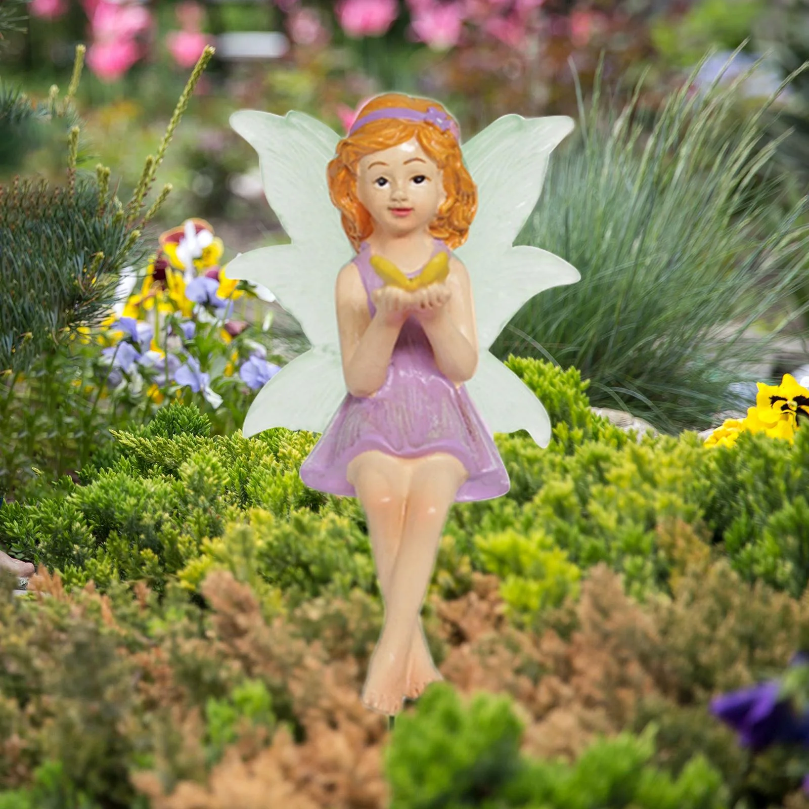 koolsoo Micro Landscape Ornament Miniature Fairy Garden Statue,Butterfly Fairy Sculpture,Fairy Garden Accessory Fairy Garden Supplies