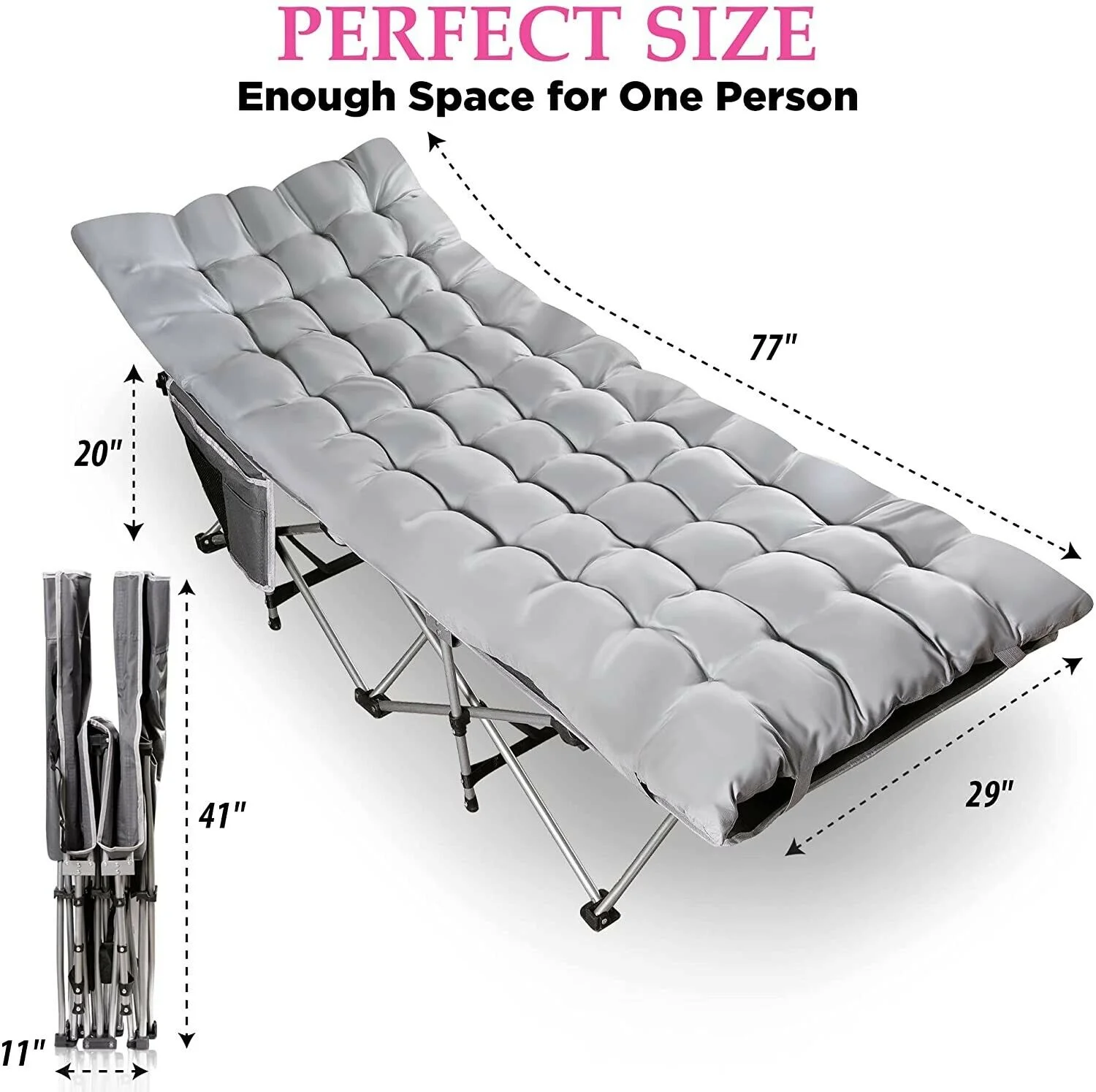 Portable Military Cot Folding AdultCamping Cot Guest Sleeping Bed With Mattress