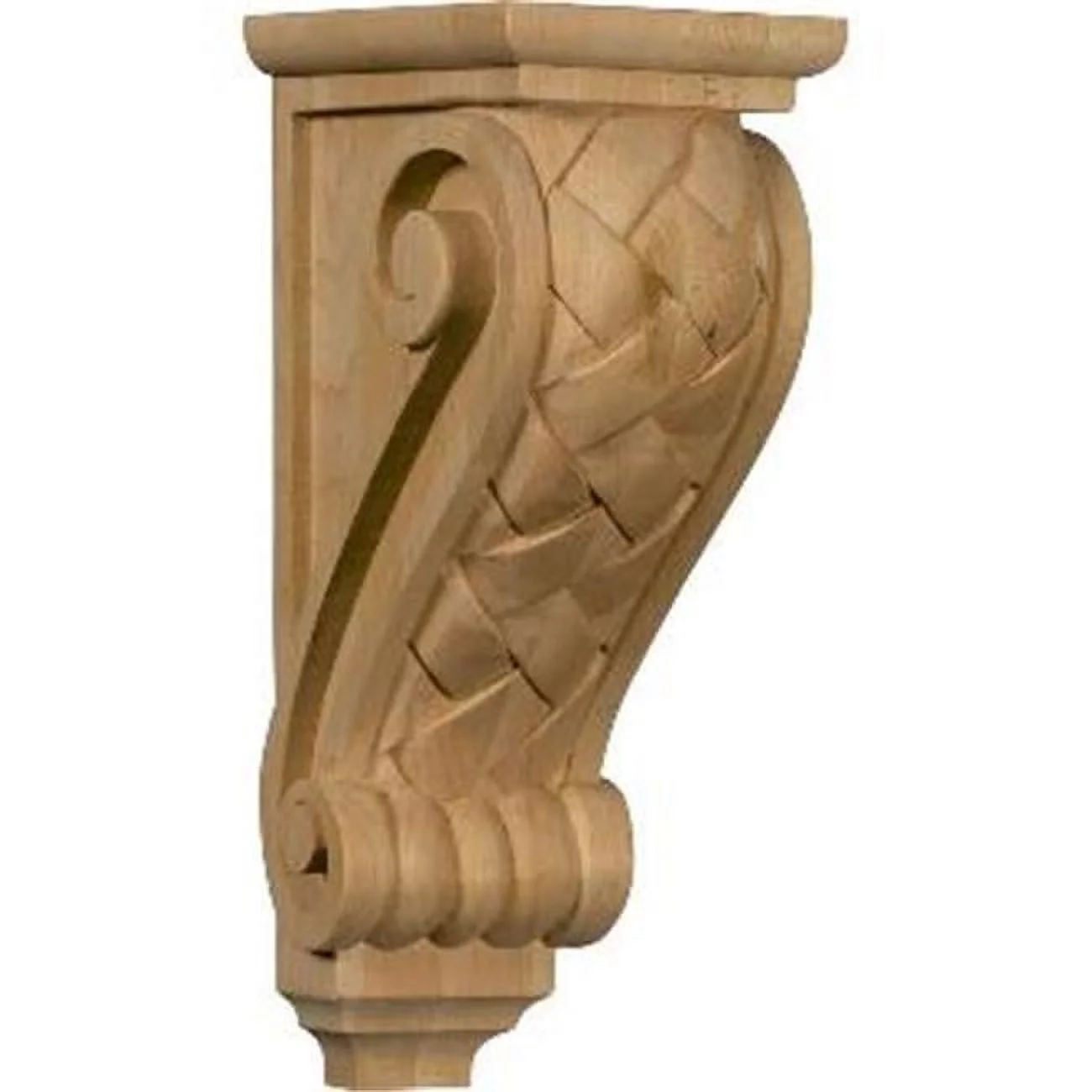 5 in. W x 7 in. D x 14 in. H Large Basket Weave Corbel, Cherry, Architectural Accent