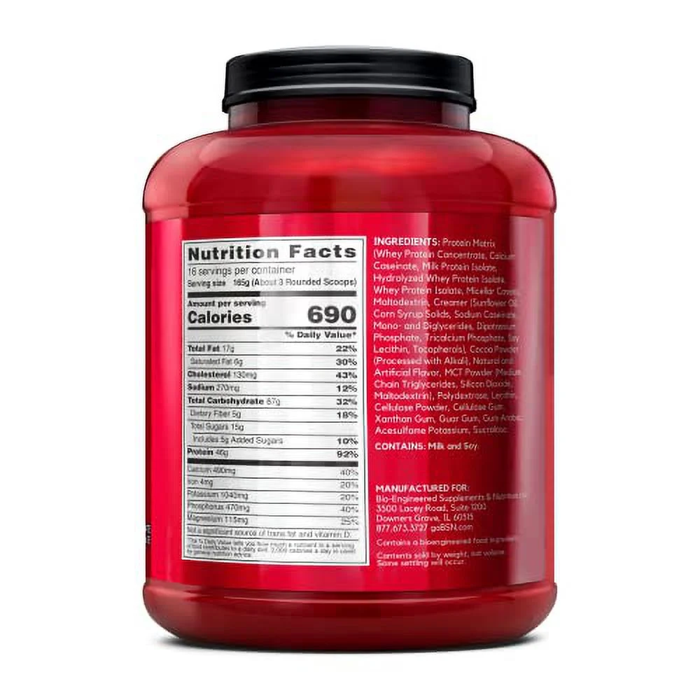 BSN TRUE-MASS Weight Gainer, Muscle Mass Gainer Protein Powder, Vanilla Ice Cream, 5.82 Pound