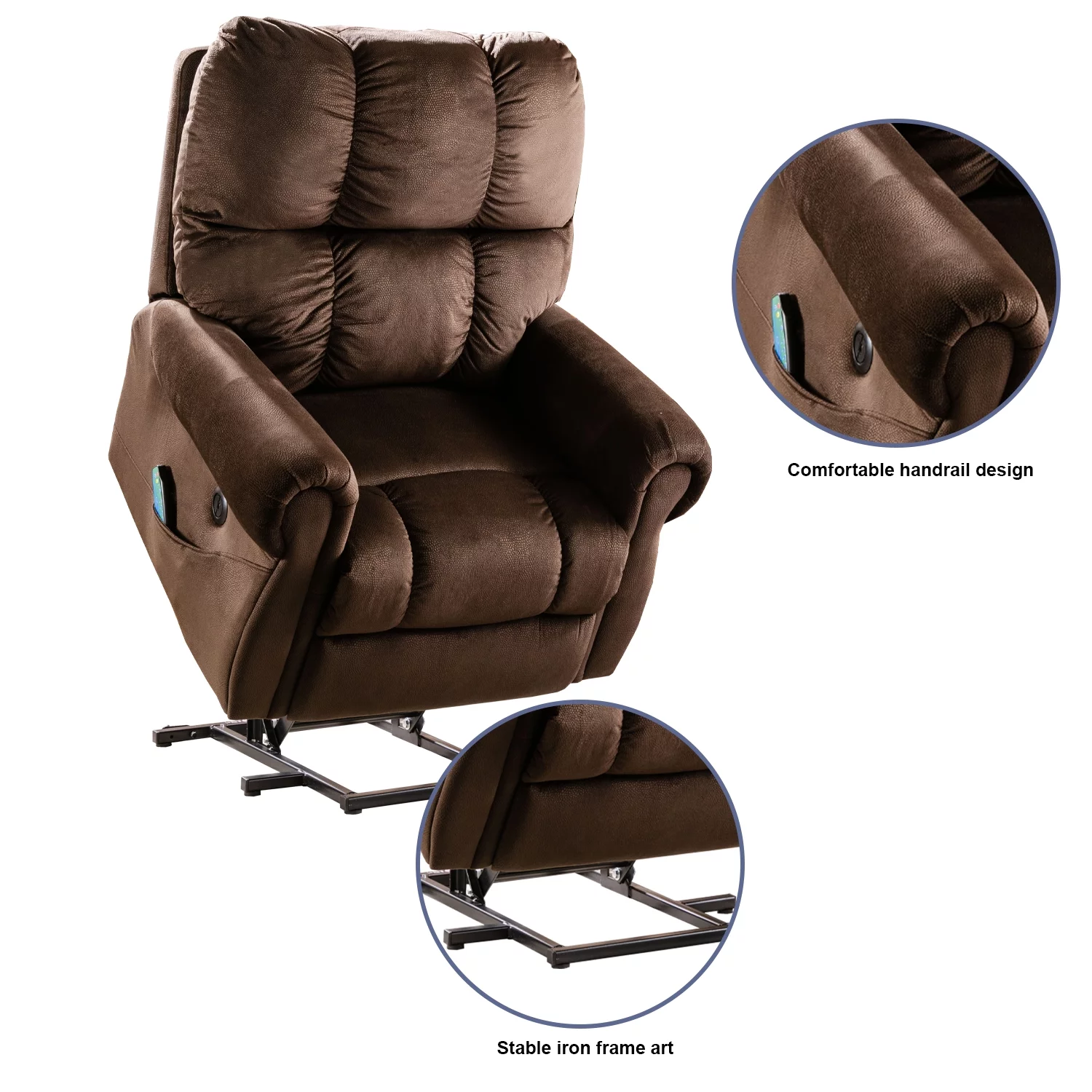LOAOL Electric Lift Recliner with Heat Therapy And Massage,Velvet Finish, 38