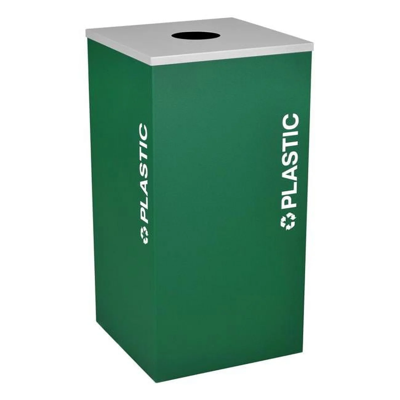 Square Recycling Receptacle with Plastic Decal - Emerald Texture