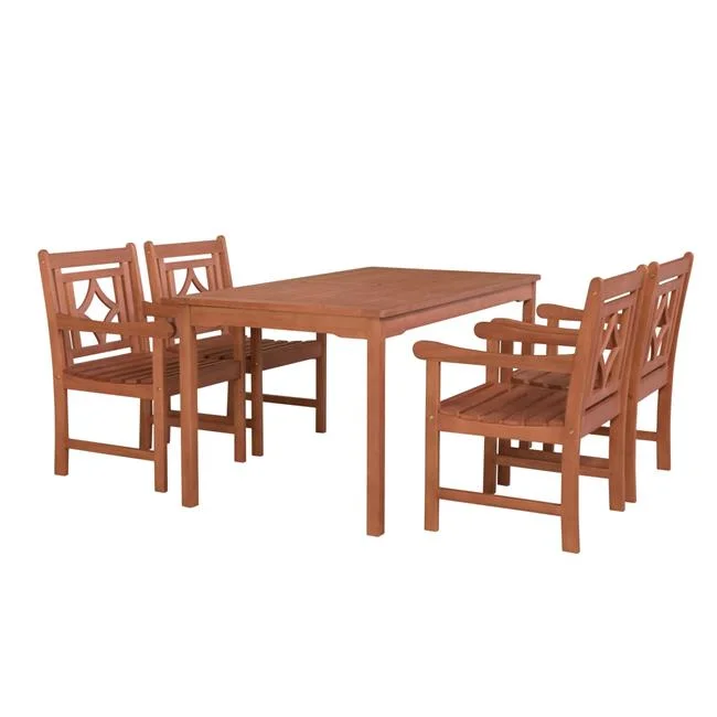 Malibu Outdoor 5-piece Wood Patio Rectangular Table Dining Set