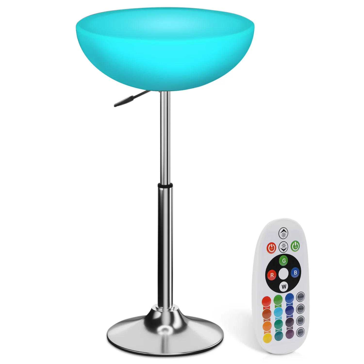 MoNiBloom LED Light Up Bar Table Adjustable Height, 16 Color Changing with Remote Control, Waterproof Rechargeable Light Up Pub Table