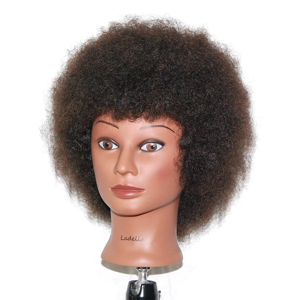 BELLRINO Cosmetology Mannequin Afro Head 100% Human Hair Ethnic Hairdresser Training Head Manikin Doll Head - KEIRA + CLAMP