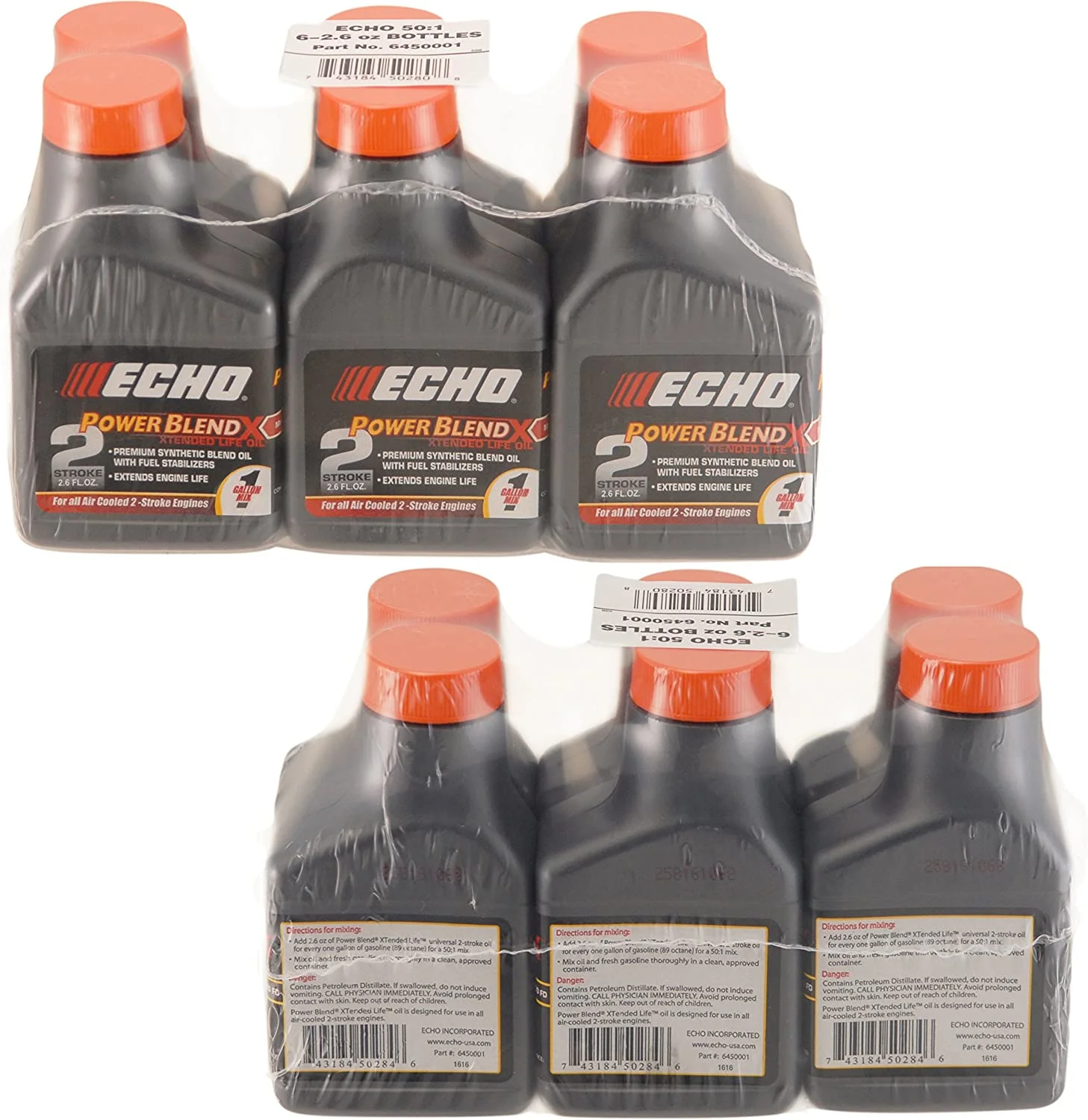 Echo 12 Pack of Genuine OEM Power Blend Ultimate 2-Stroke Oil # 6450001-12PK