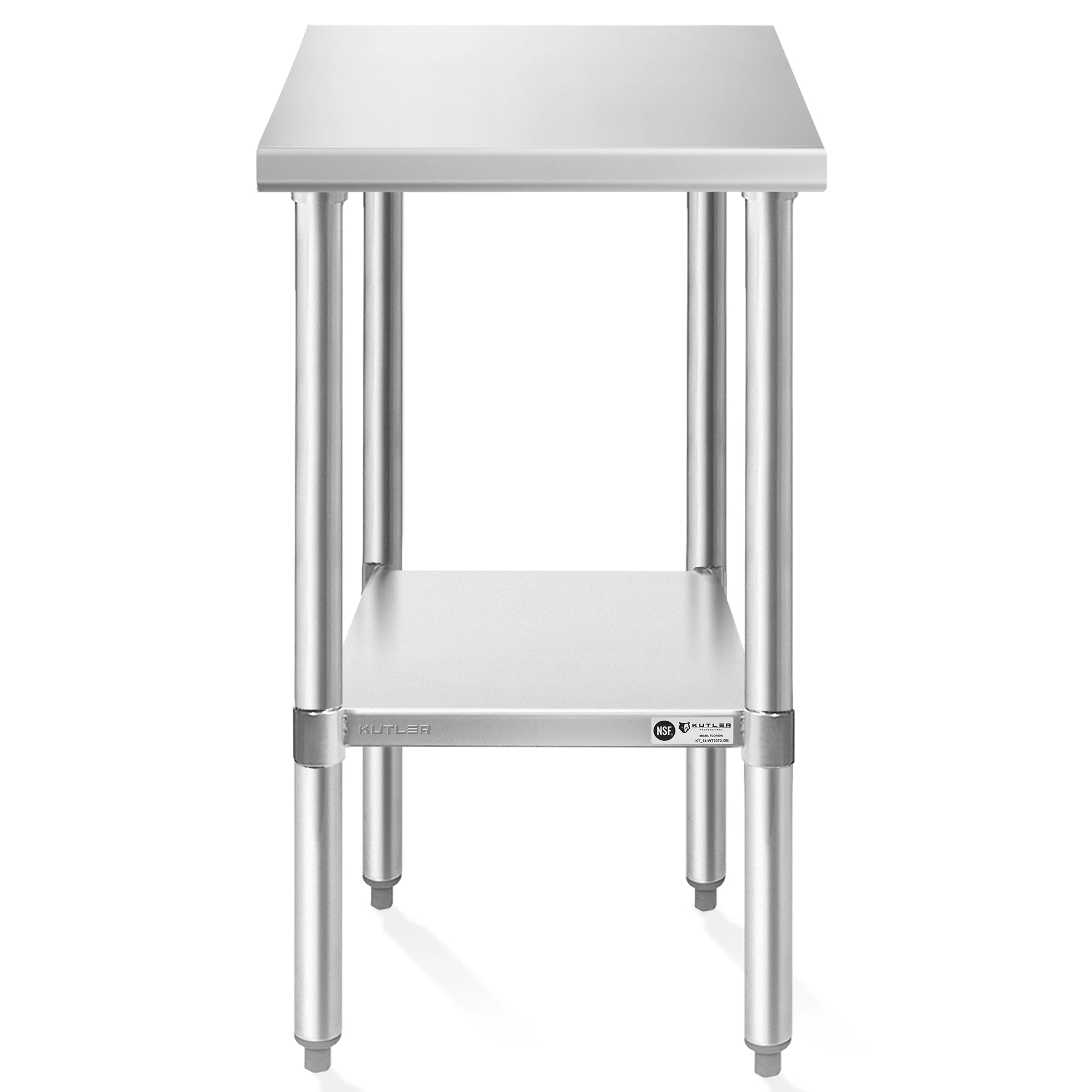 KUTLER Stainless Steel Table for Prep and Work 30 x 18 Inches, NSF Heavy Duty Commercial Kitchen Table for Restaurant