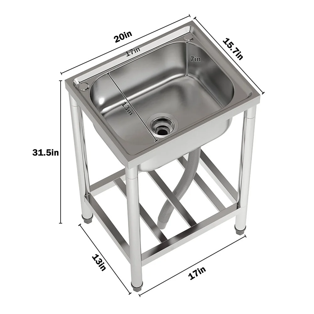 Nanyi Stainless Steel Utility Sink Free Standing Single Bowl Commercial Kitchen Sink