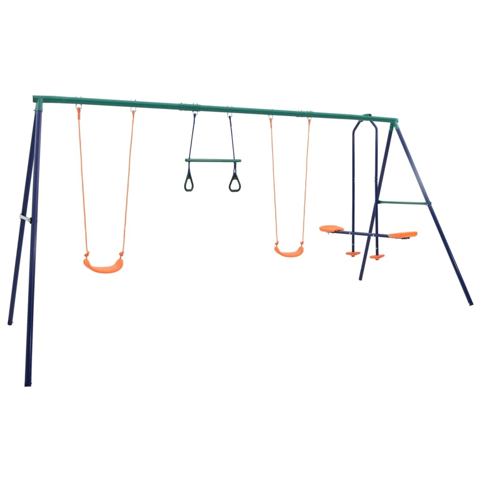 Tomshoo Swing Set with Gymnastic Rings and 4 Seats Steel