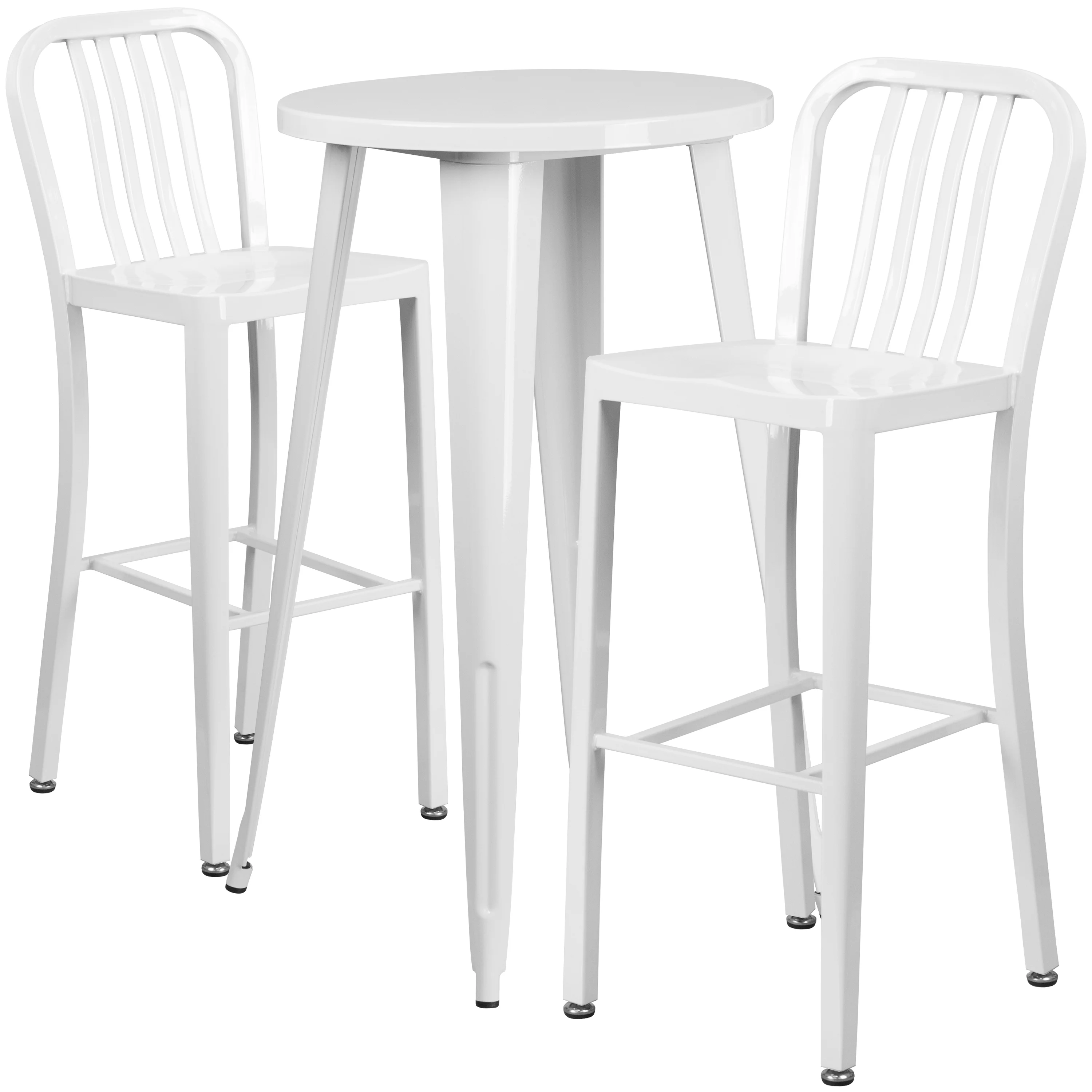Merrick Lane 3 Piece Outdoor Dining Set in White with 24
