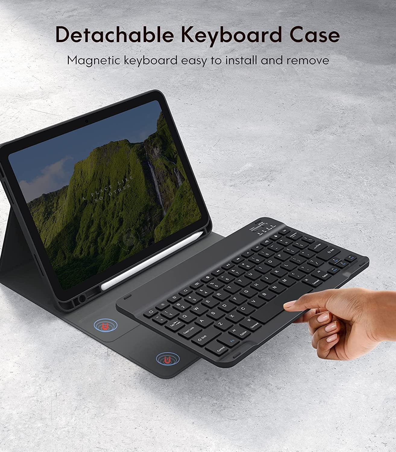 Keyboard Case for iPad 10th Generation 10.9-inch 2022, Detachable Bluetooth Keyboard, Stand Folio Keyboard