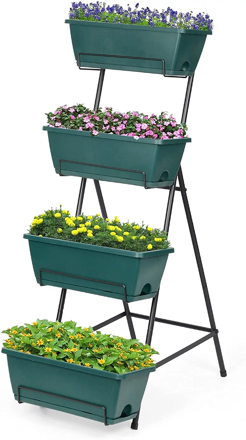 4 Tier Vertical Elevated Garden Bed Planter, Green