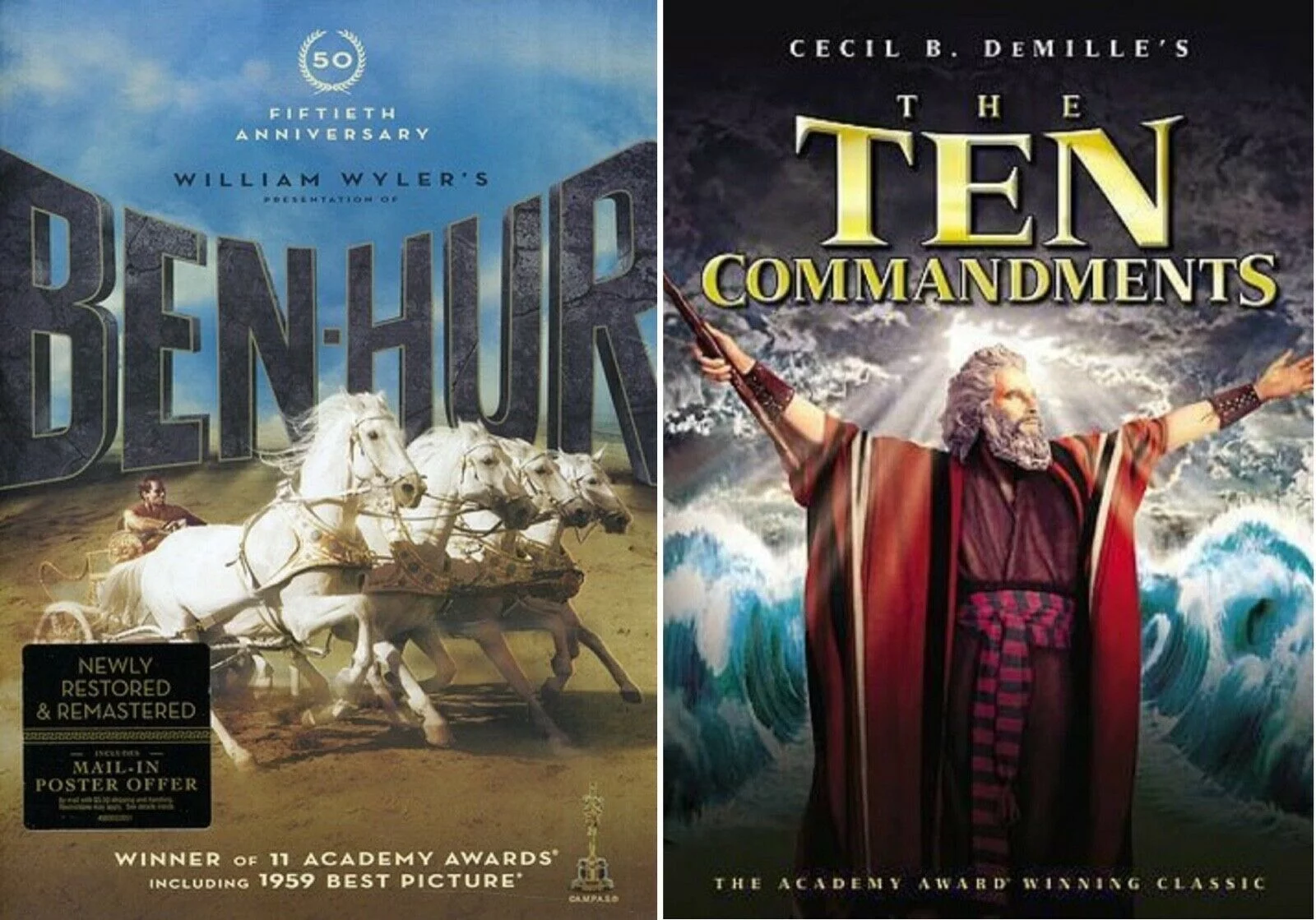 Ben Hur & The Ten Commandments Charlton Heston Double Feature 2 DVD Set New