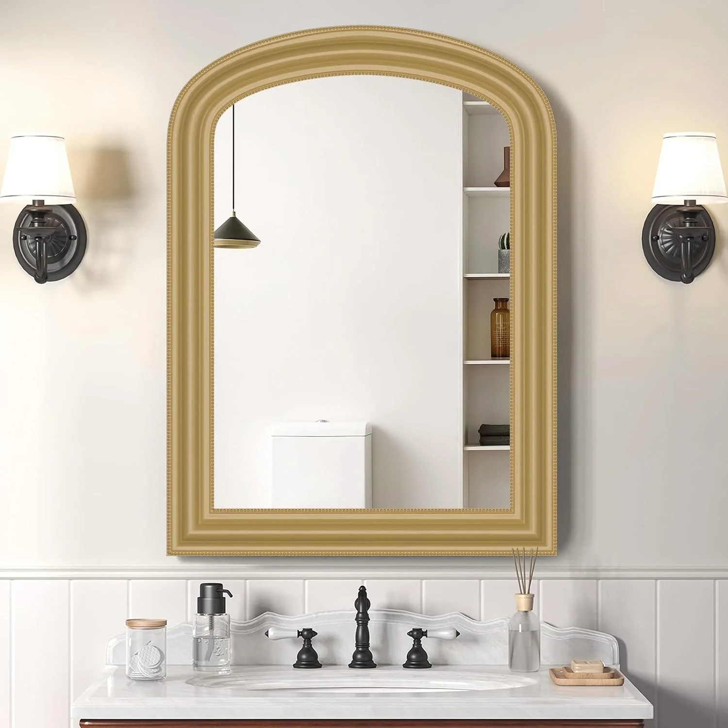 Gold Arch Mirror for Bathroom Vanity, 22