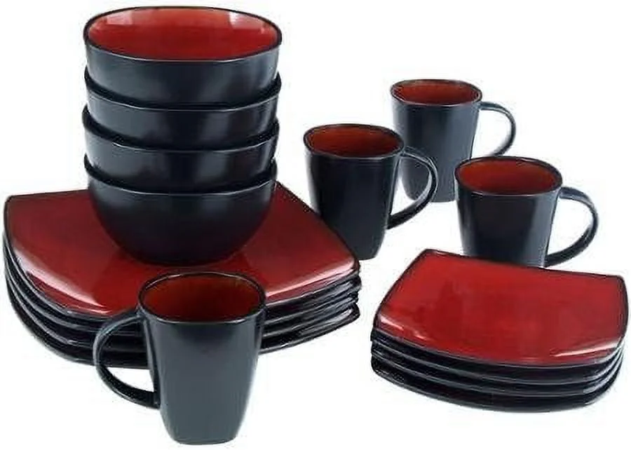 And  16-Piece Dinnerware Set, Tuscan Red