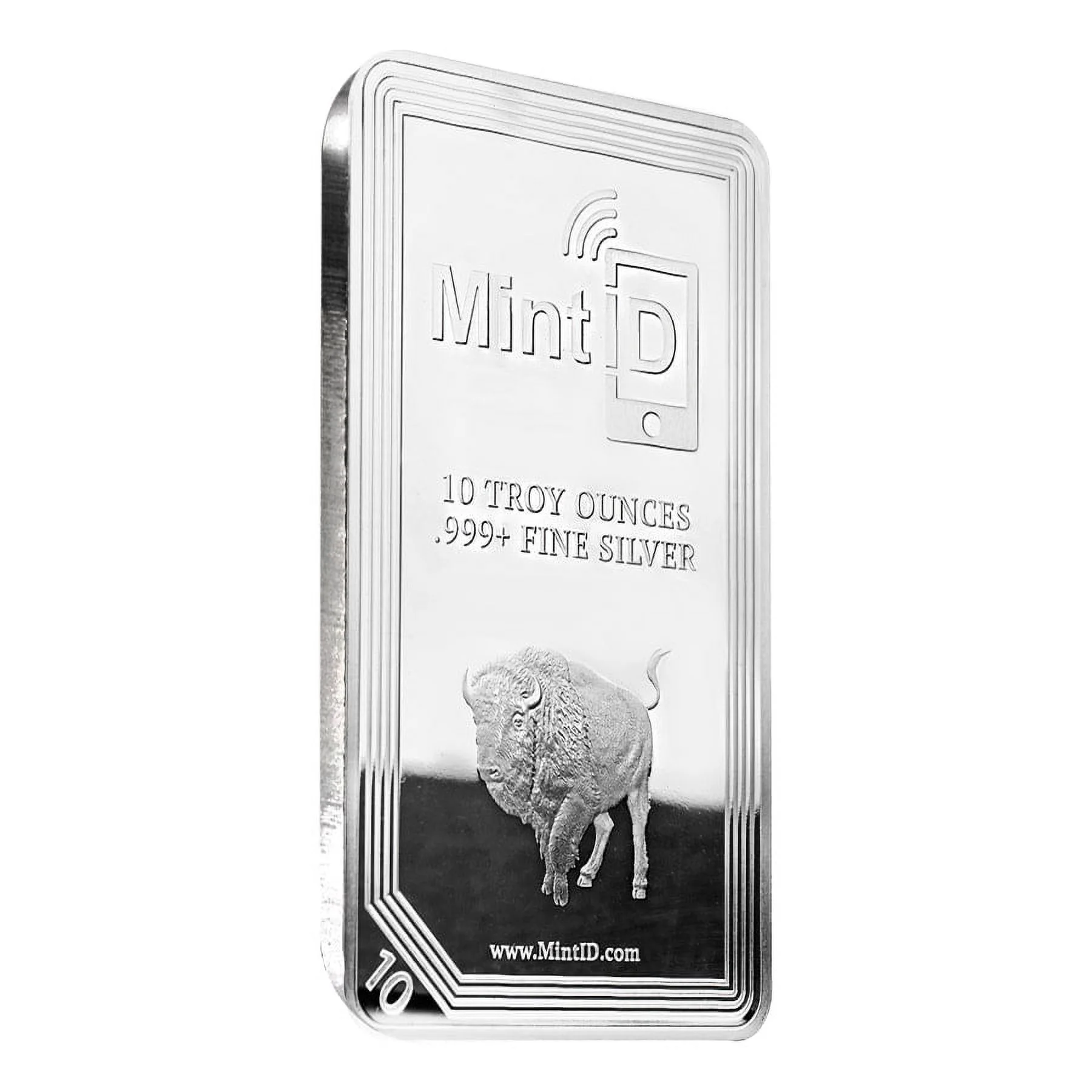 Lot of 5 - 10 oz MintID Buffalo Silver Bar .999+ Fine (NFC Scan Authentication)