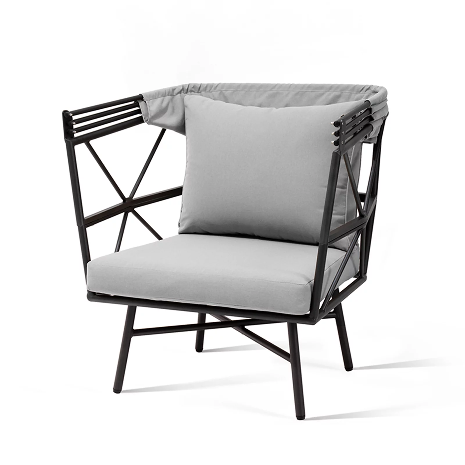 Pellebant Black and Gray Aluminum Patio Egg Chair with Cushion & Sun Shade Cover