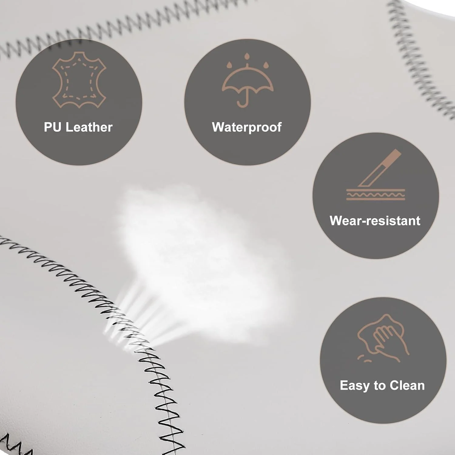 YILAN Bar Stools Set of 2, PU Leather Counter Height Barstools with Back, Height Adjustable Swivel Bar Chairs, Modern Armless Kitchen Island Stool, White