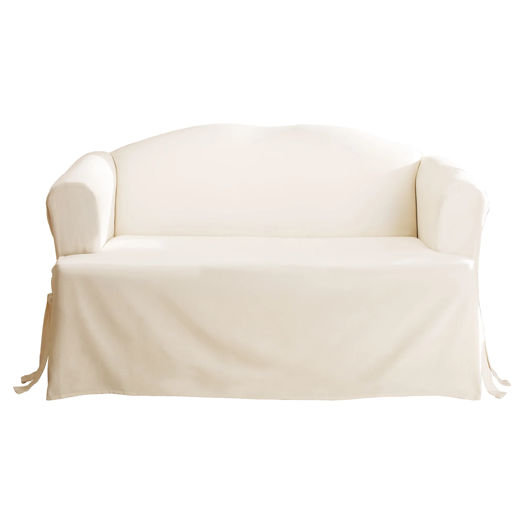 SureFit  Duck 1 Piece T Cushion Loveseat Slipcover Natural