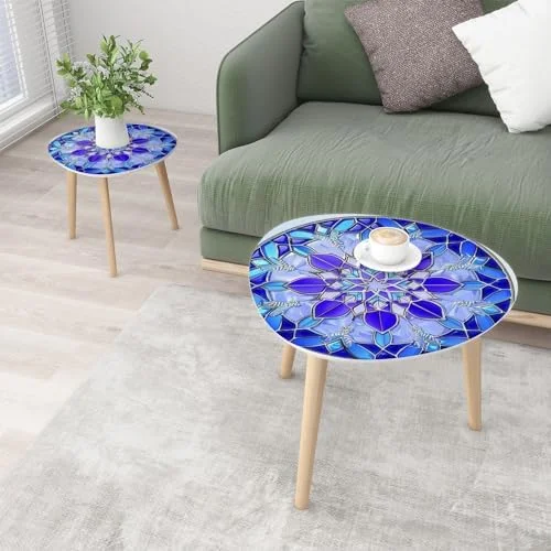 TJXFVNB Small Coffee Nesting   Glass Shards Yellow Light Triangle End  Center   Modern   Room Bedroom Balcony