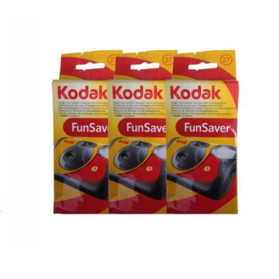 3 X Kodak 35mm FunSaver Flash (800 ASA) One Time Use Disposable Camera