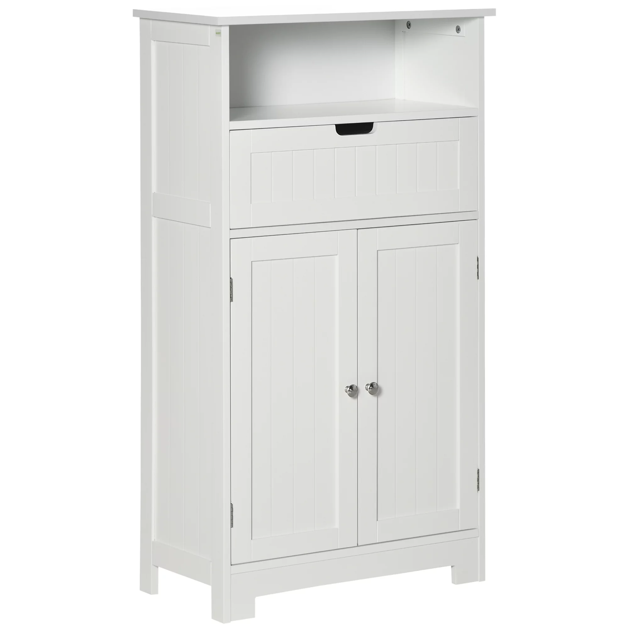 kleankin Bathroom Cabinet Organizer, Freestanding Small Storage Cabinet with Drawer and Adjustable Shelf for Living Room, Bedroom or Entryway, White