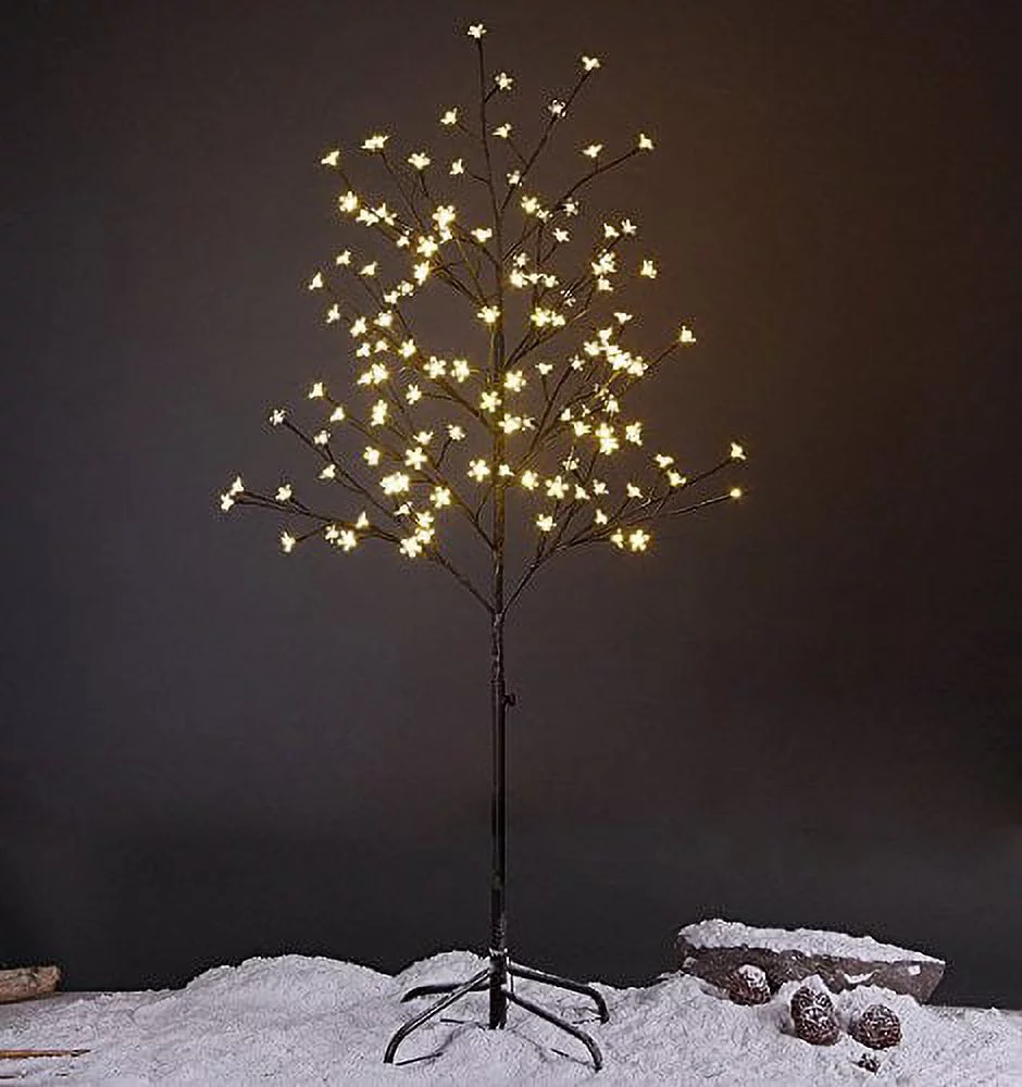 LIGHTSHARE 5FT LED Star Light Tree, Warm Light, Brown