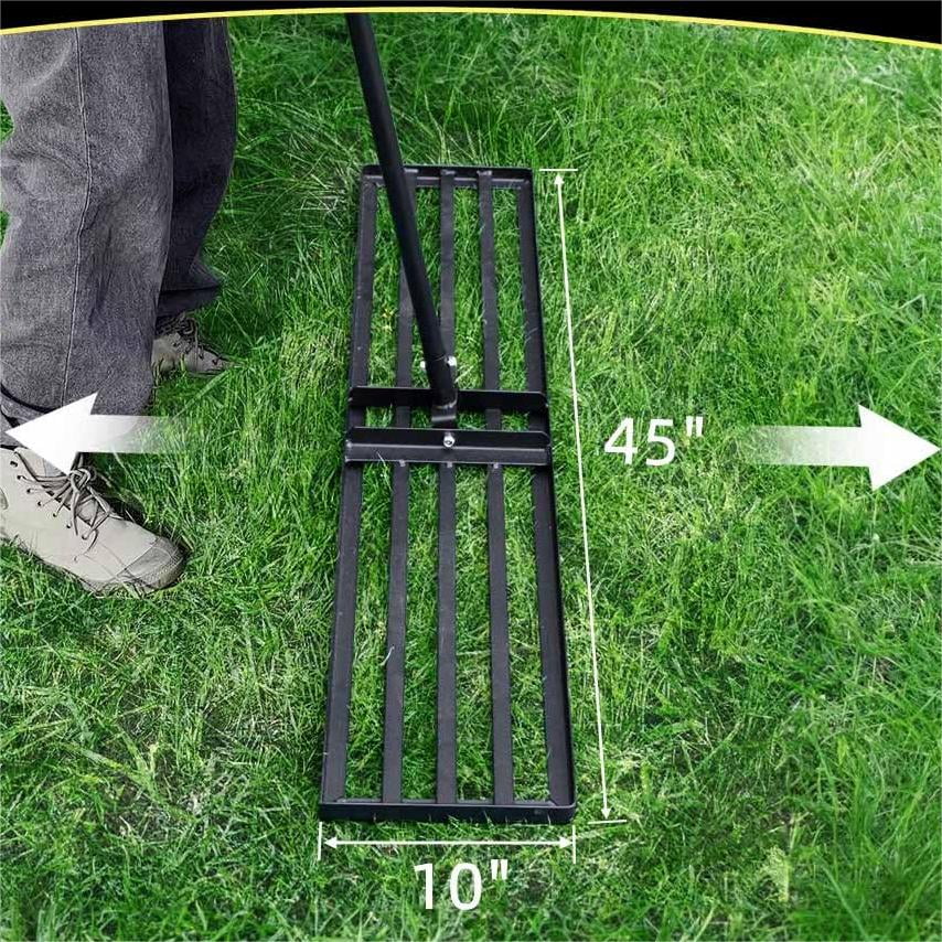 Colwelt Lawn Leveling Rake, 45 x 10 inch Lawn Leveler Rake with 71’’ Long Handle, Heavy Duty Leveling Rakes for Leveling Soil or Dirt Ground Surfaces, Levelawn Tool for Lawn Garden Yard Golf