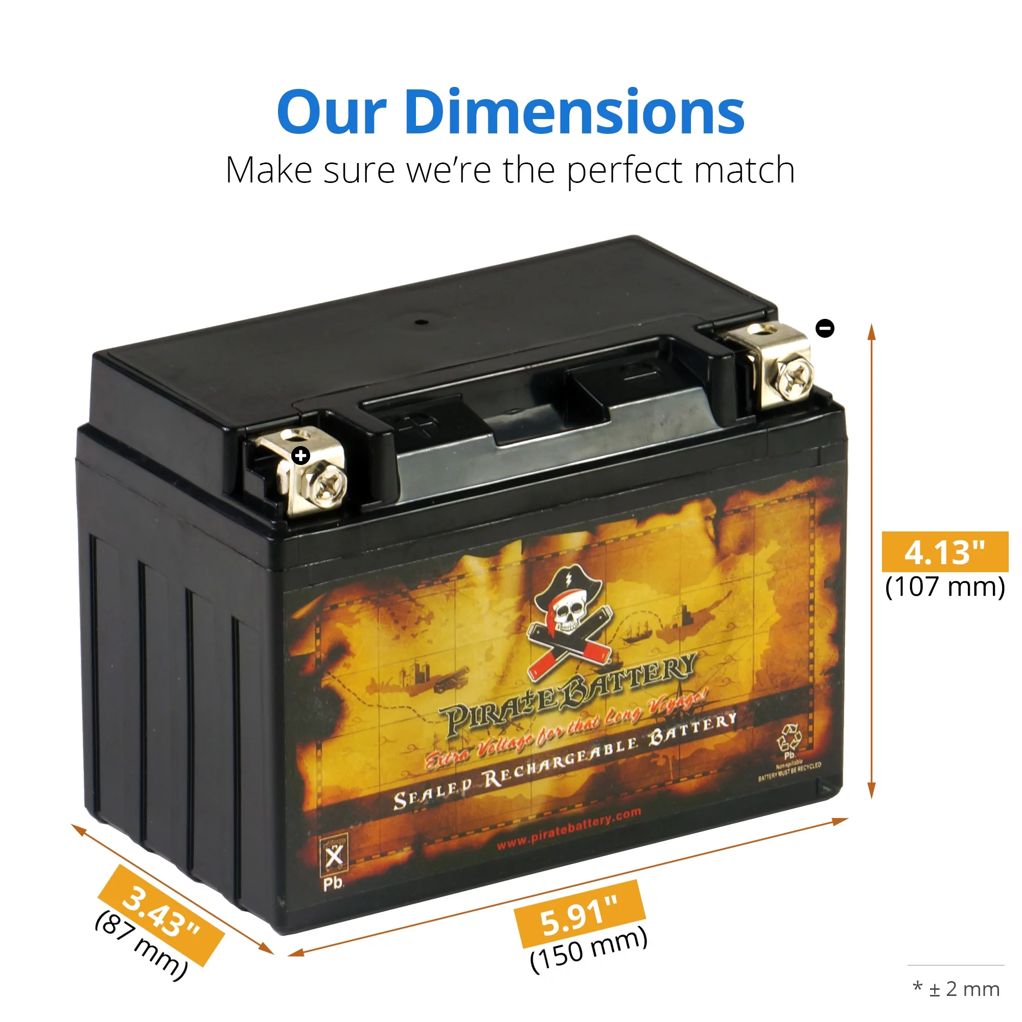 Pirate Battery Ytx9-bs (9-bs 12 Volts,8 Ah, 120 Cca) Atv Battery for Polaris 500cc Predator Outlaw 2005